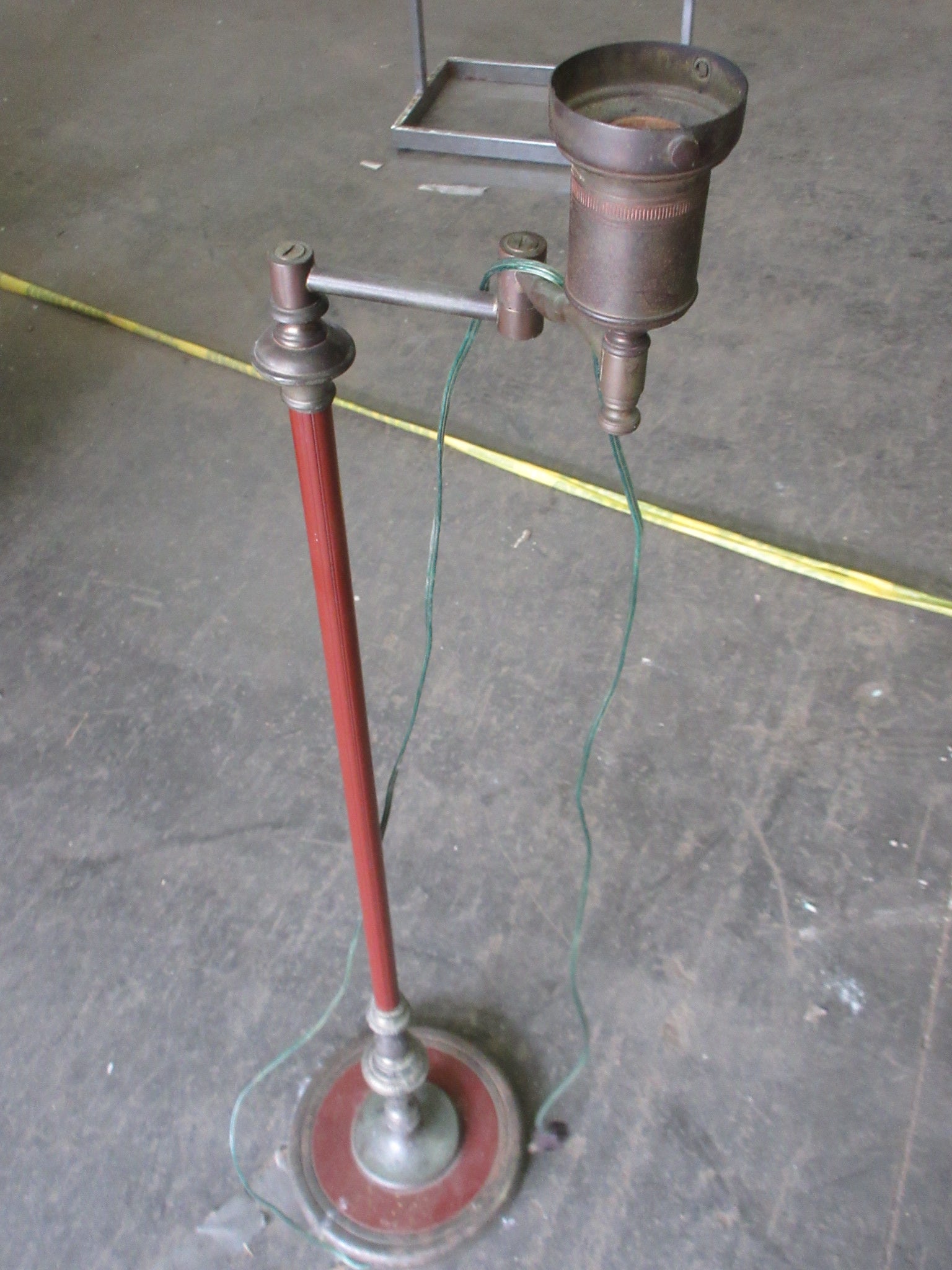 Vintage Adjustable Arm Floor Lamp with Brass Accent