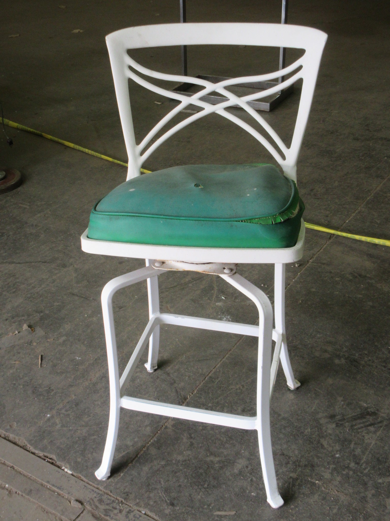 Swivel Top Green Upholstered Stool