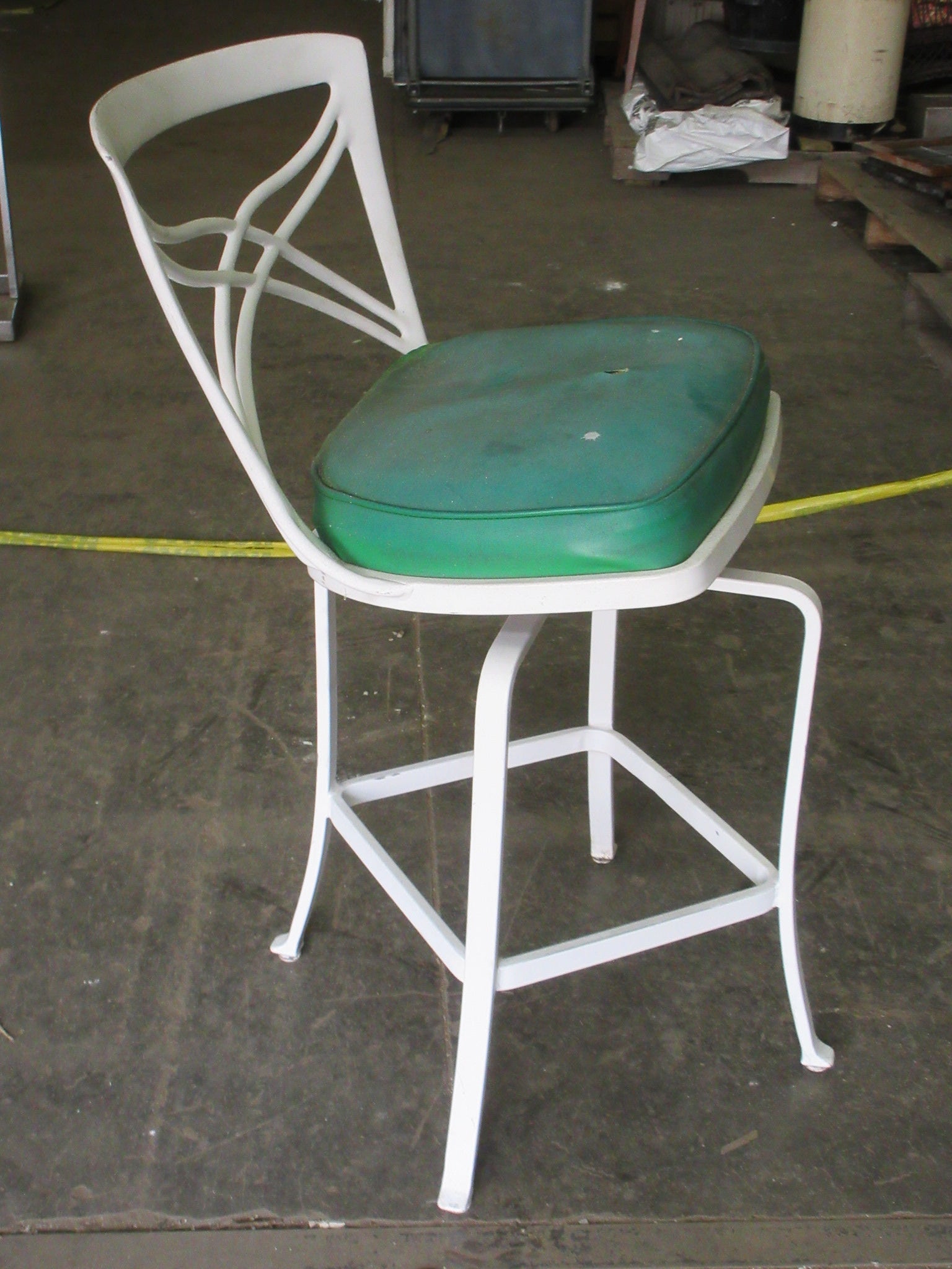 Swivel Top Green Upholstered Stool