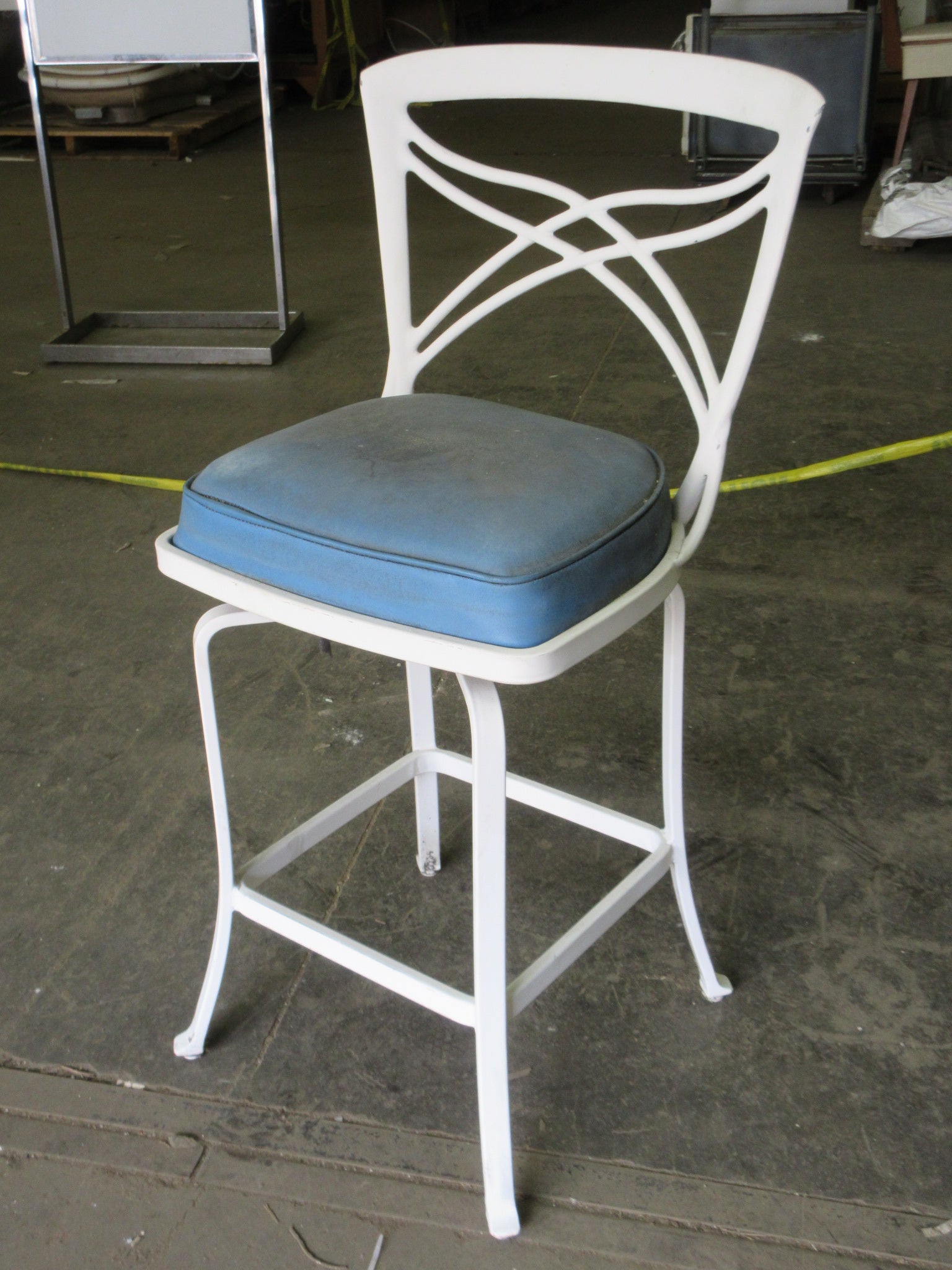 Swivel Top Blue Upholstered Stool