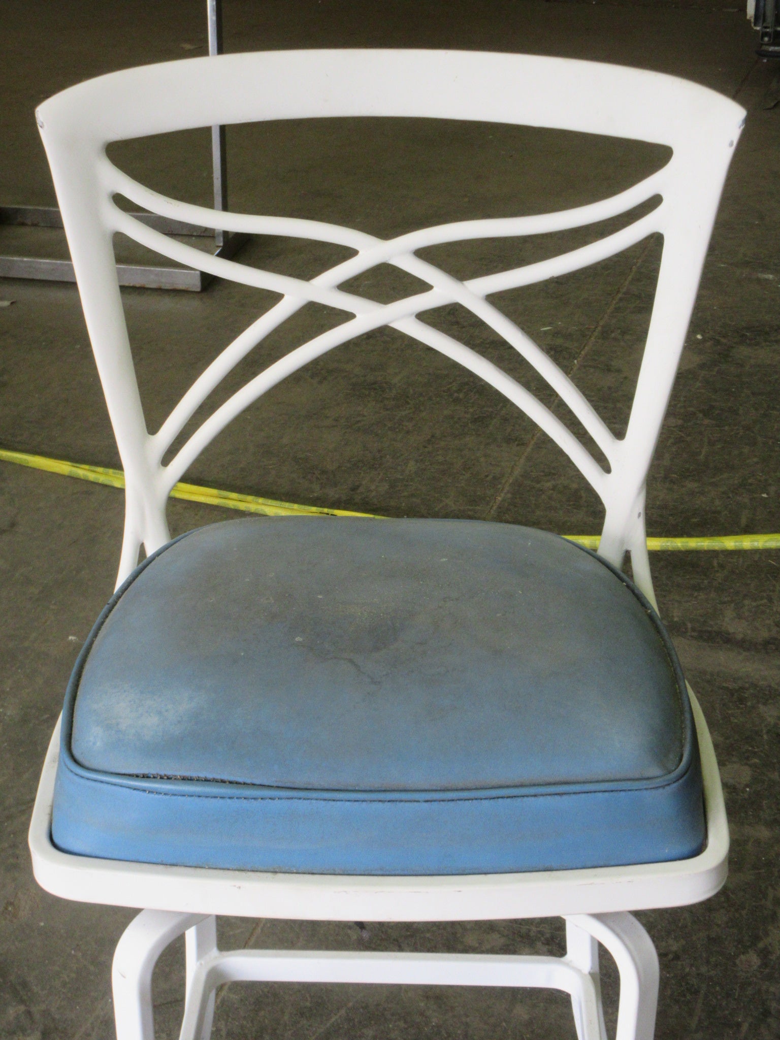 Swivel Top Blue Upholstered Stool