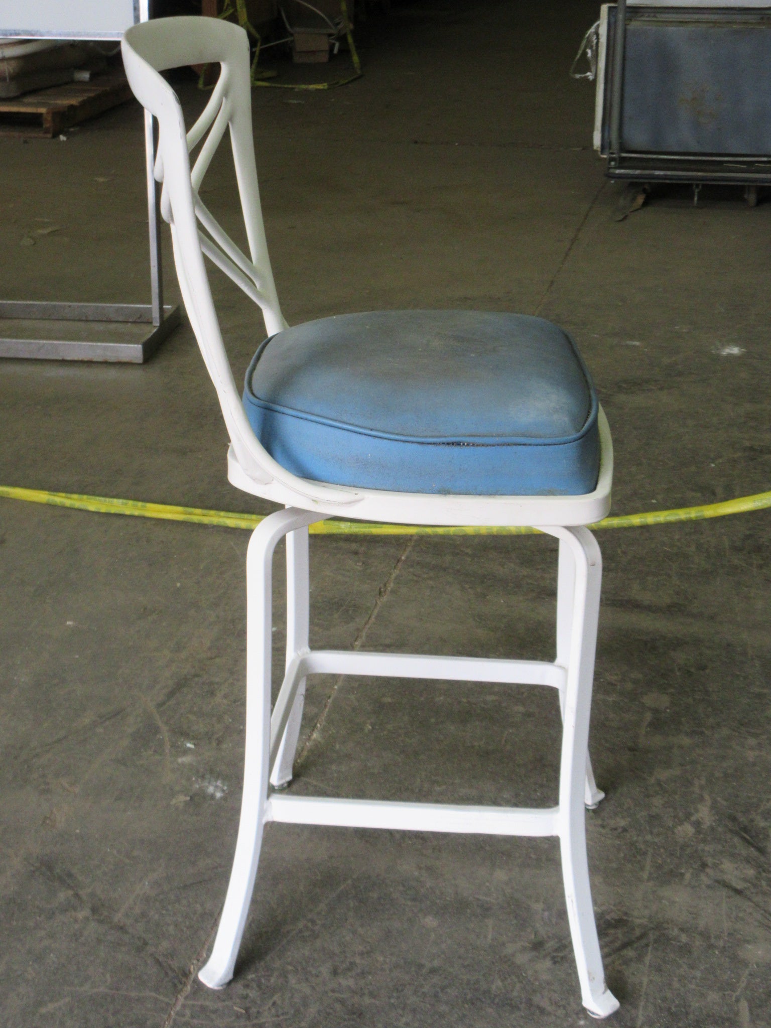 Swivel Top Blue Upholstered Stool