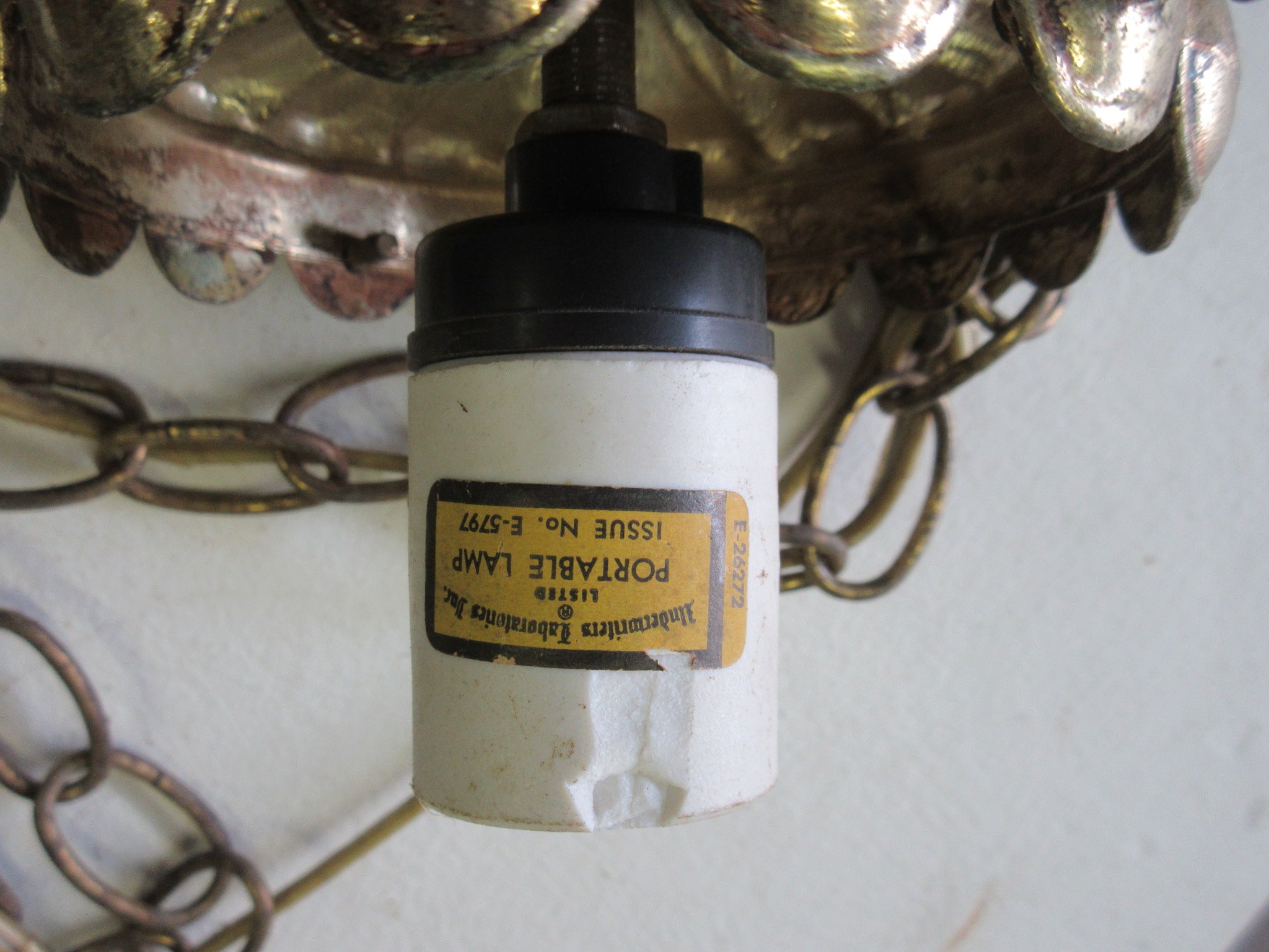 Vintage Swag Lighting Hang Chain with Plug 10 1/2'