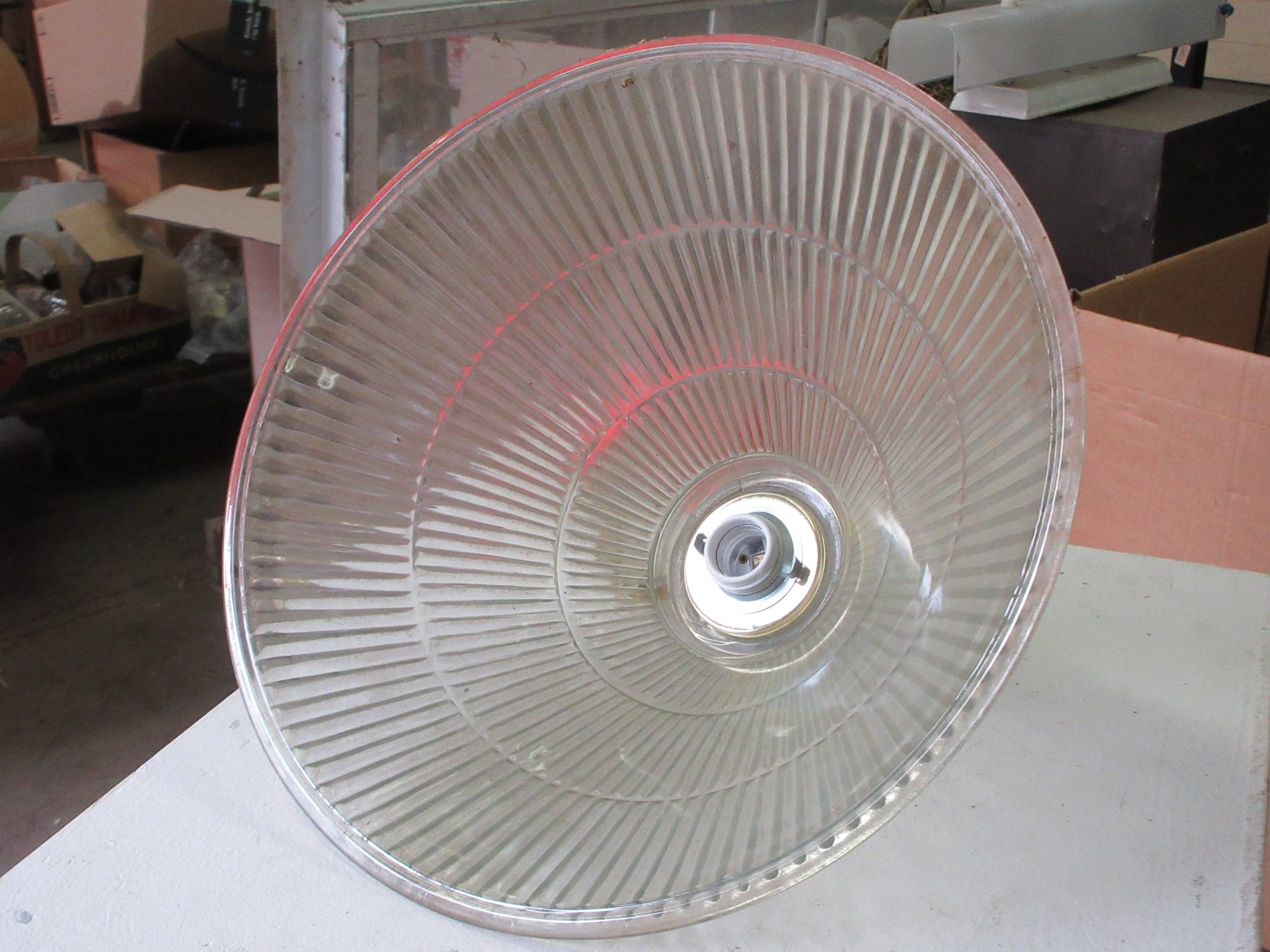 Retro Hanging Ribbed Glass Light Fixture