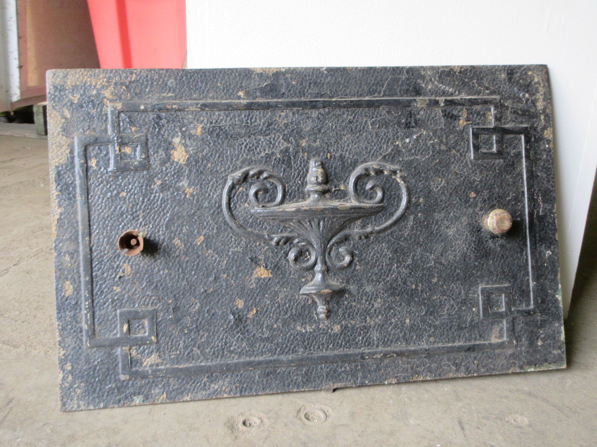 Antique Cast Iron Fireplace Cover Door