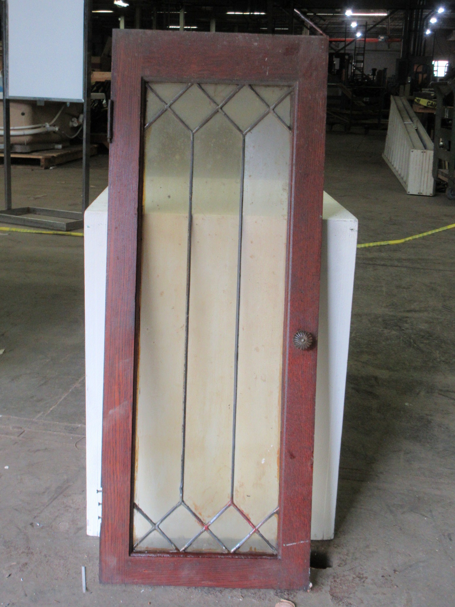 Leaded Glass Cabinet Door with Glass Knob