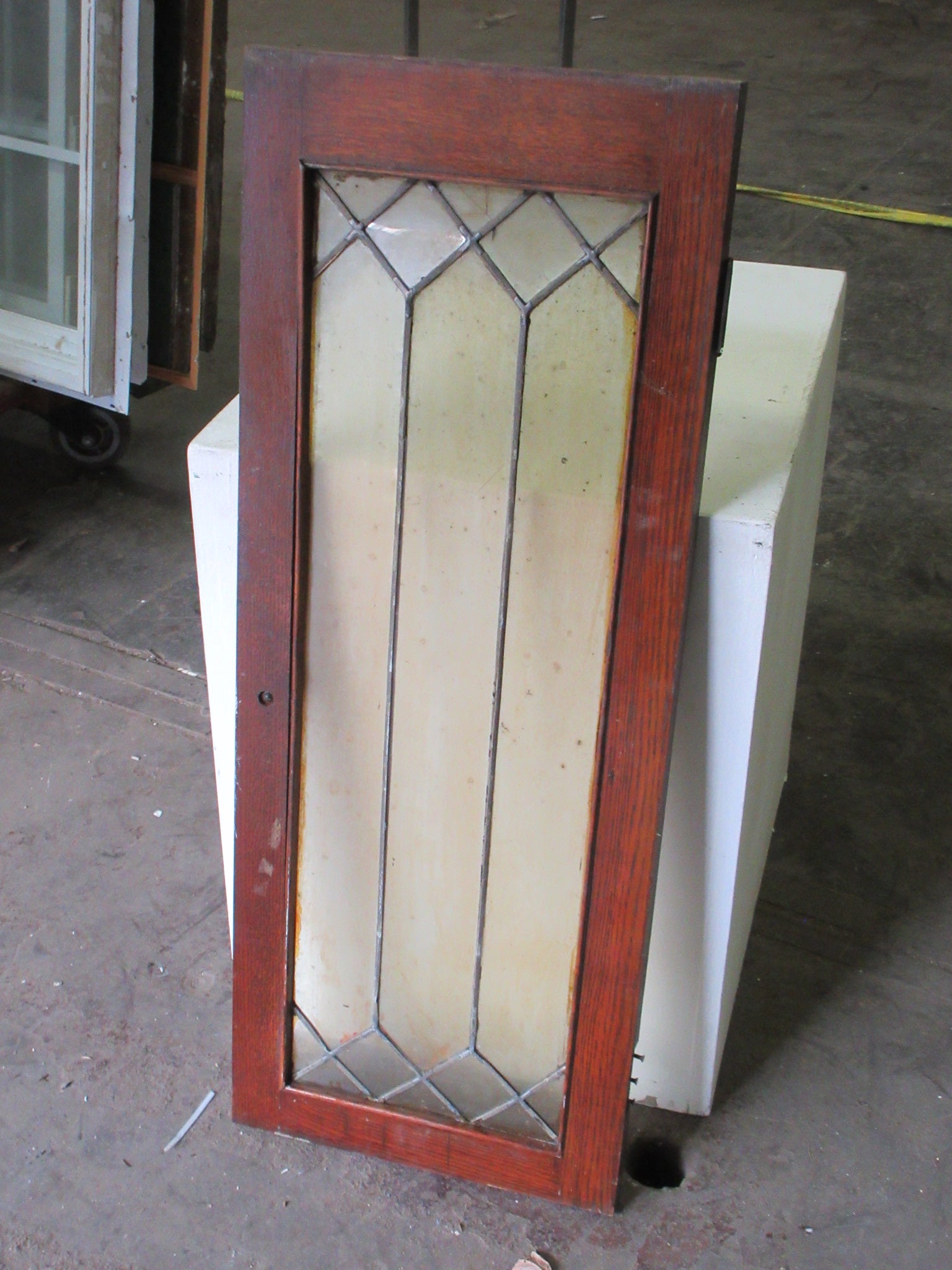 Leaded Glass Cabinet Door with Glass Knob