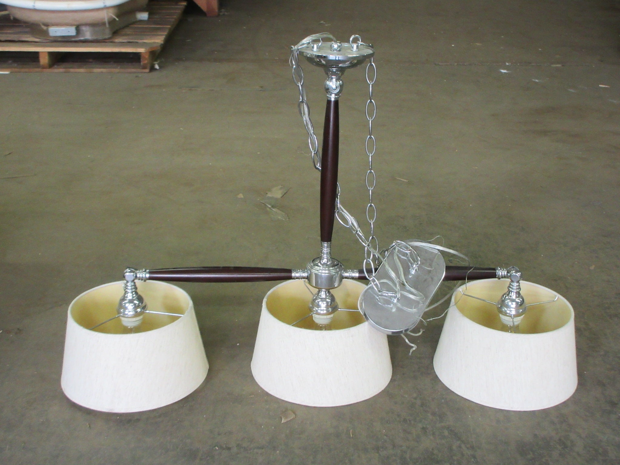Three Light Hanging Fixture with Shades