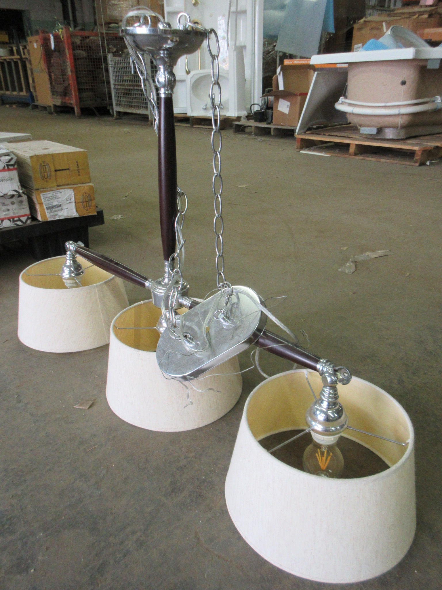 Three Light Hanging Fixture with Shades