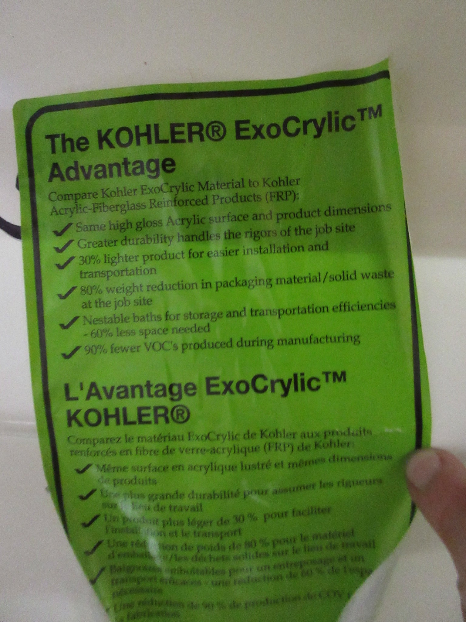 Kohler ExoCrylic Drop In Bath Tub