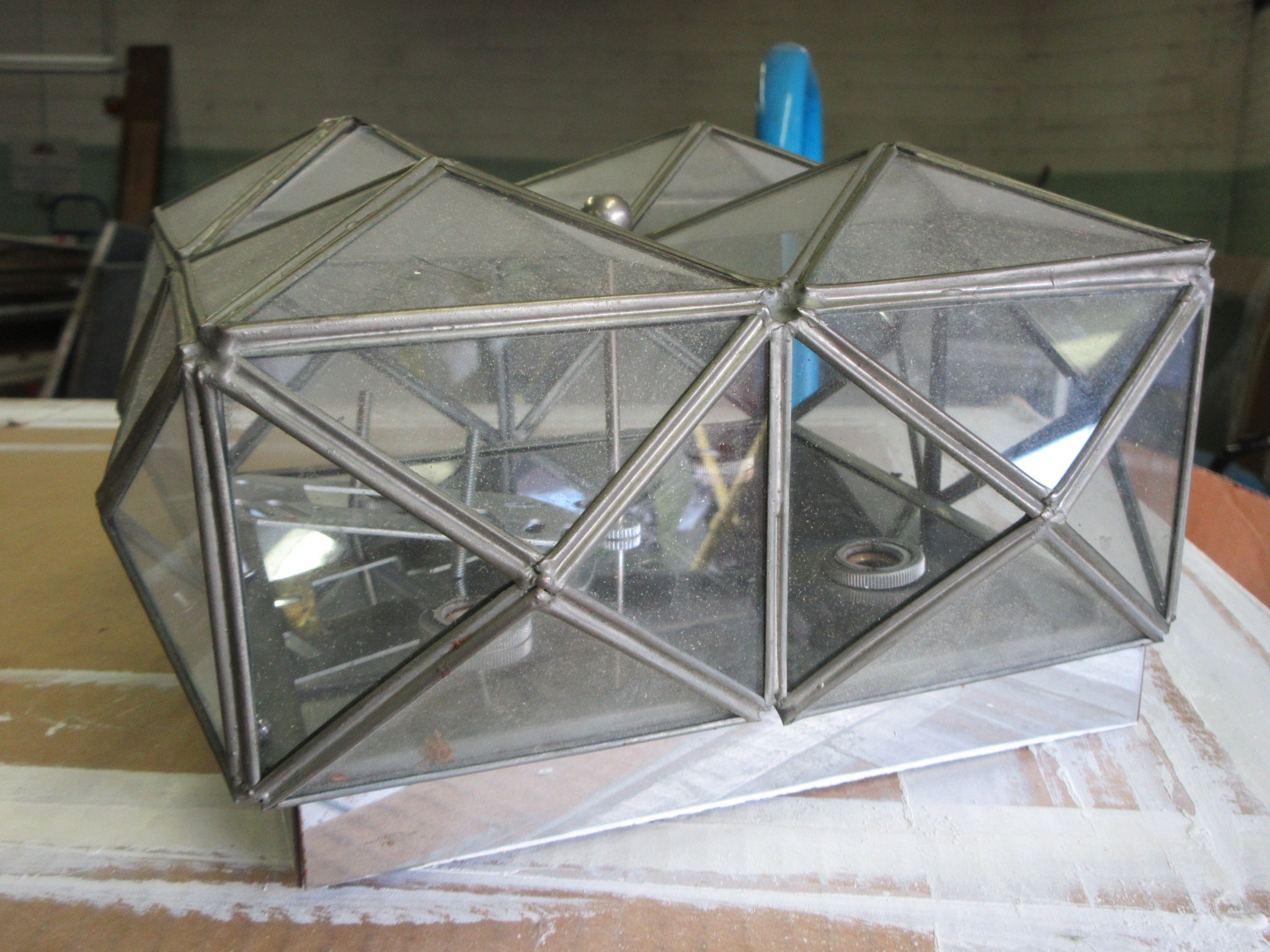 Vintage Lightolier Faceted Leaded Glass Fixture