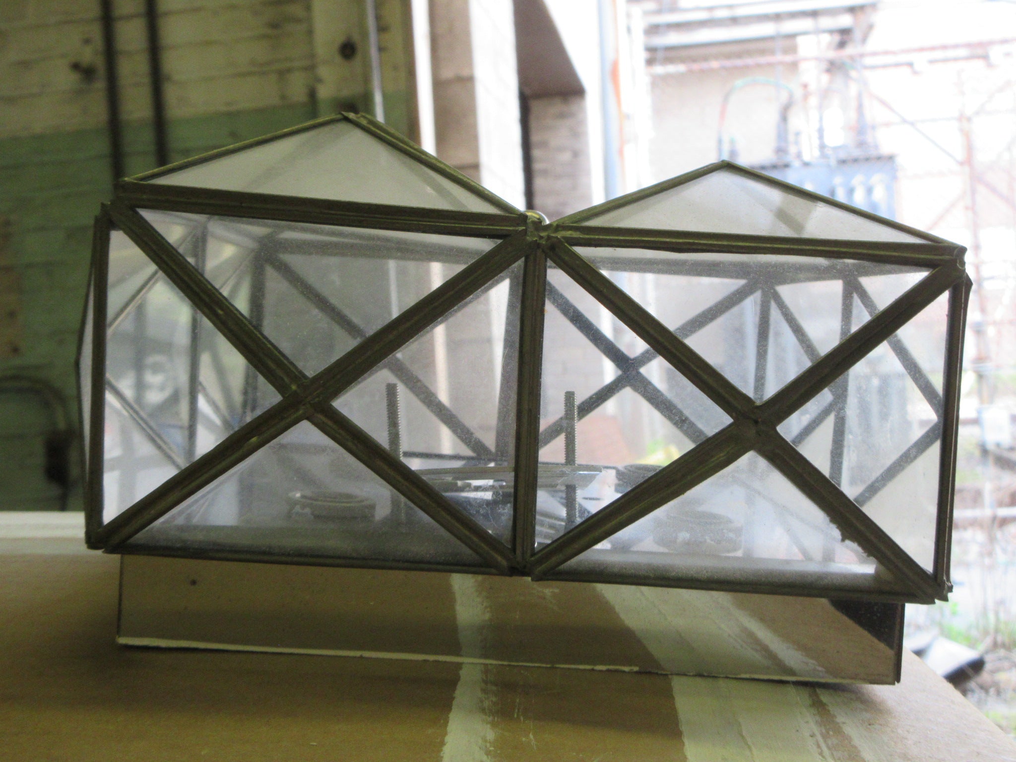Vintage Lightolier Faceted Leaded Glass Fixture