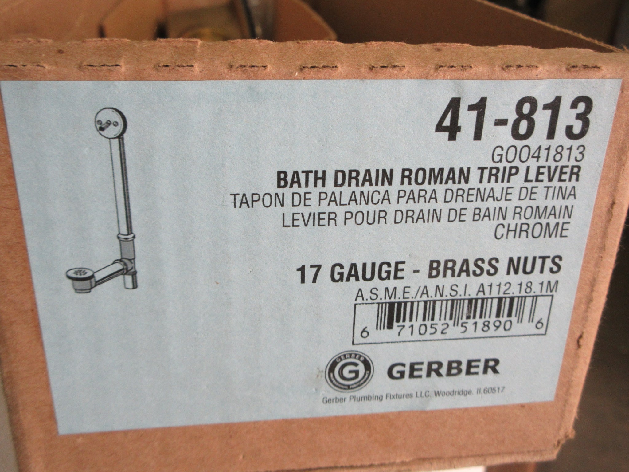 Gerber Roman Trip Lever Bath Drain