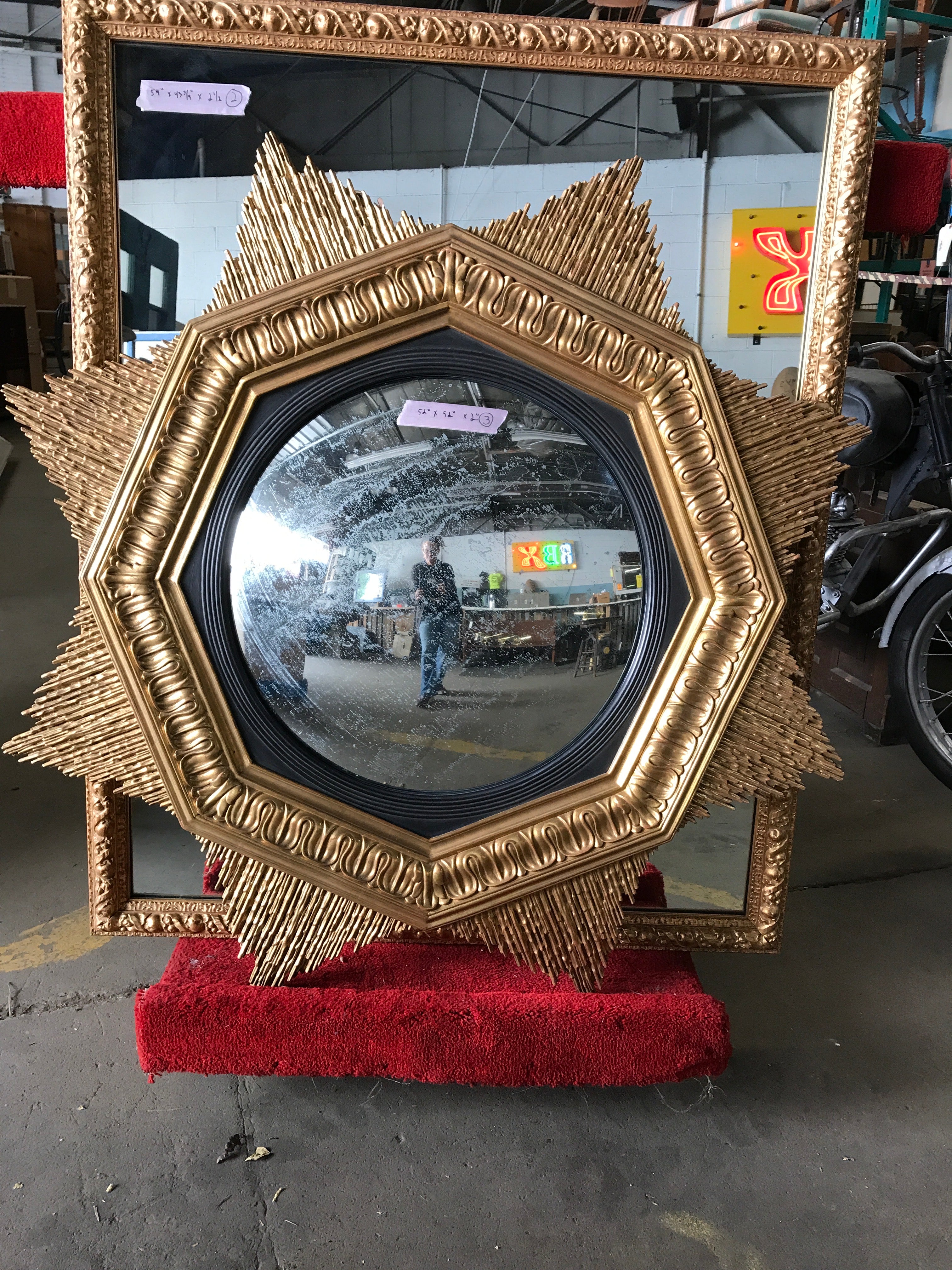 Goldburst Starburst Framed Fisheye Mirror