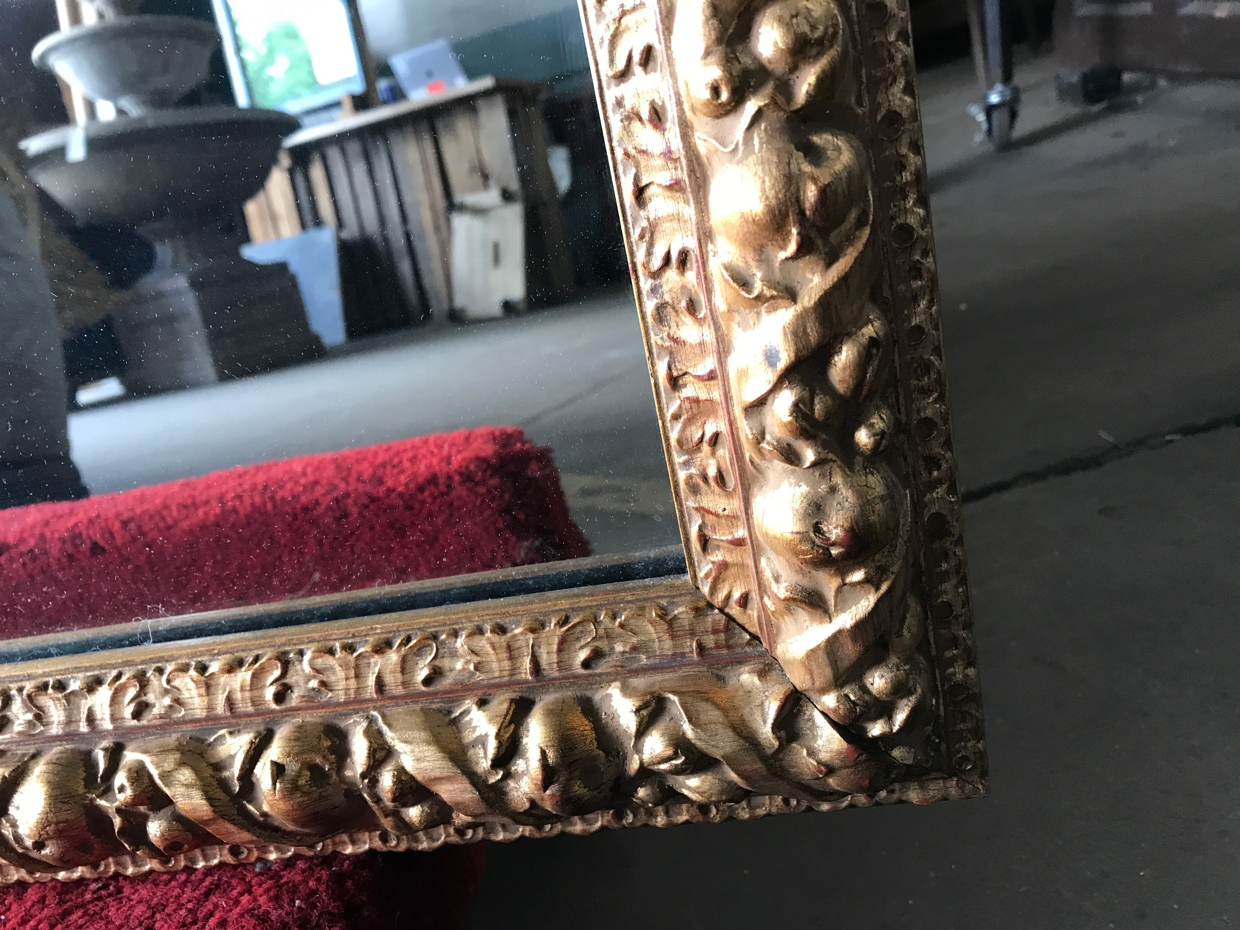 Oversized Mirror w/Gold Framed w/ Detailed Relief