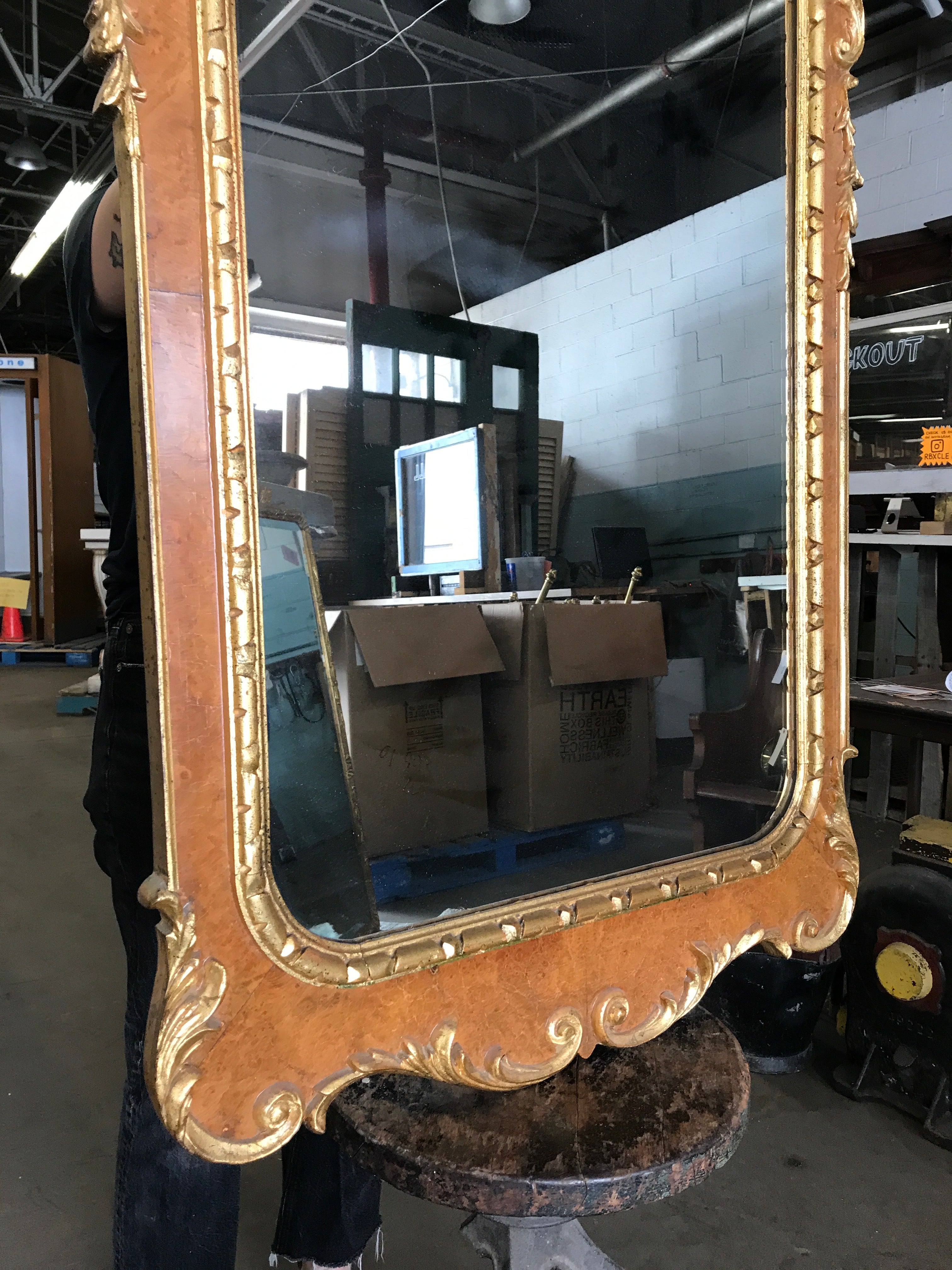 Vintage Neoclassical Gold Gilt Baroque Rococo Wall Vanity Mirror
