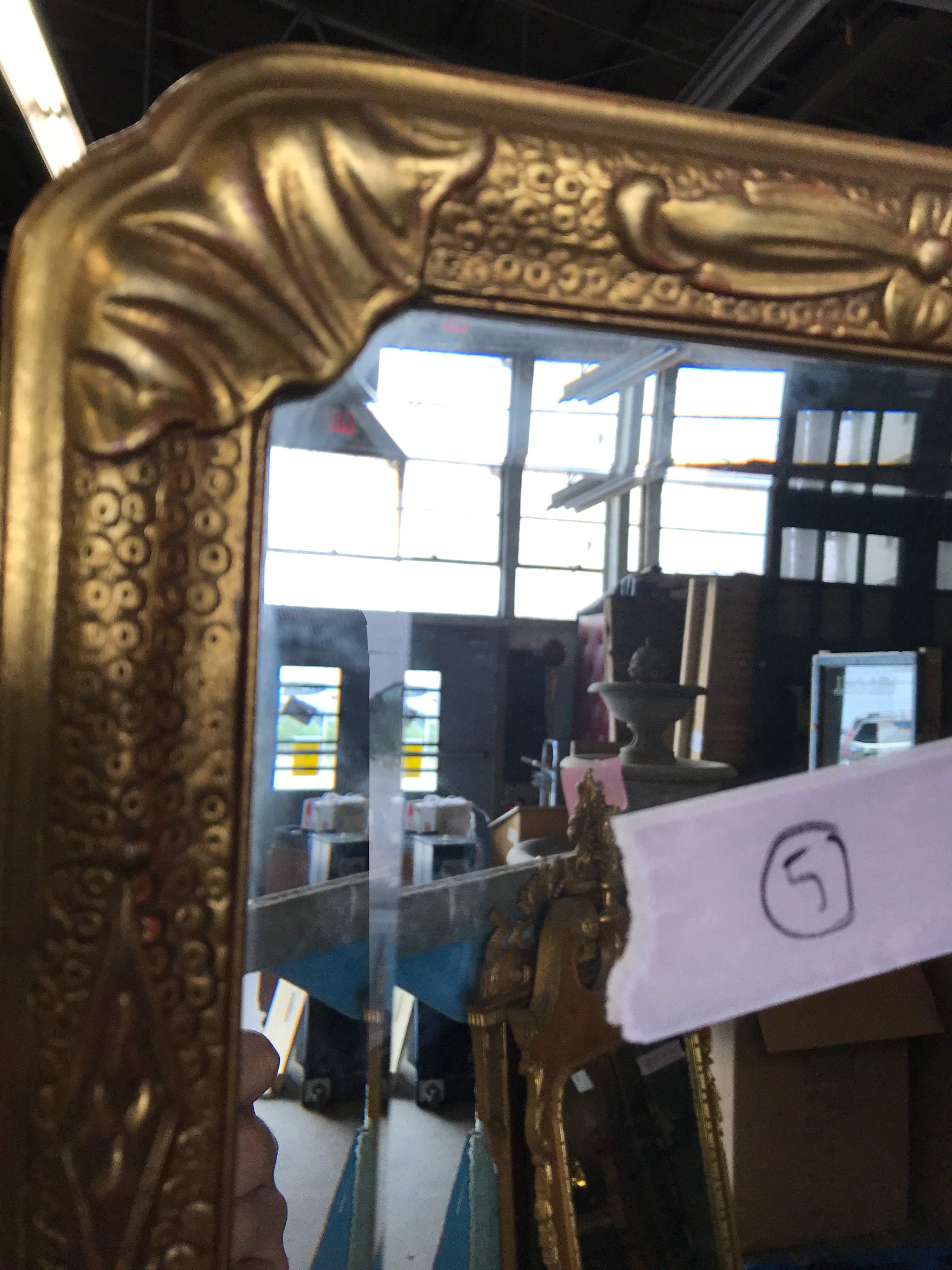 Queen Anne Carved Frame Mirror w Beveled Glass