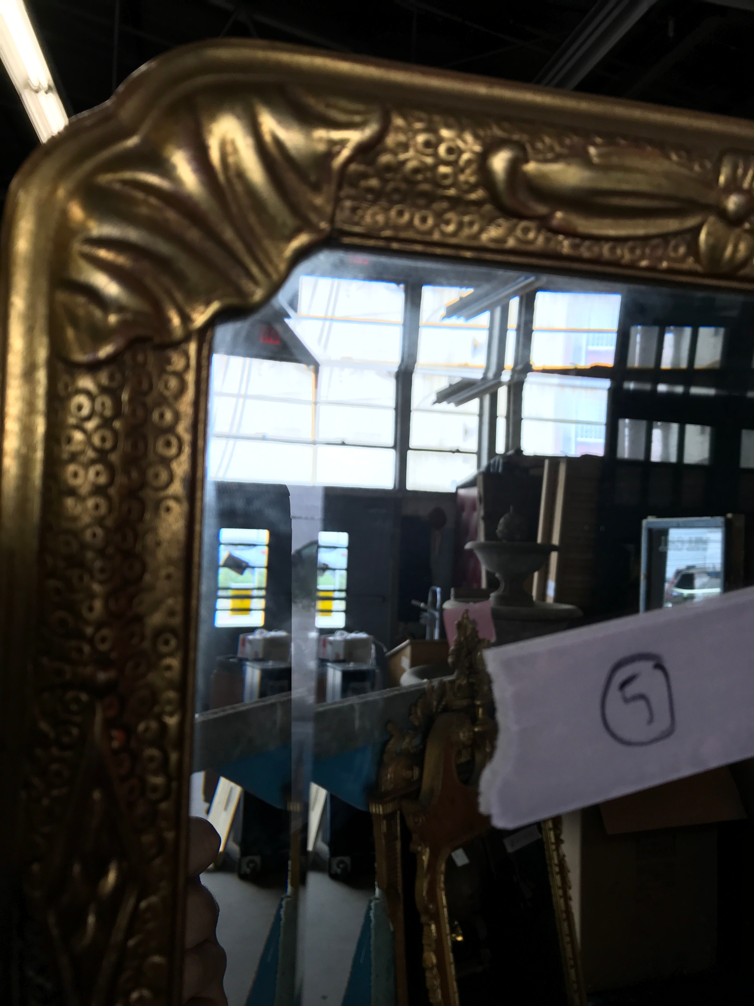 Queen Anne Carved Frame Mirror w Beveled Glass