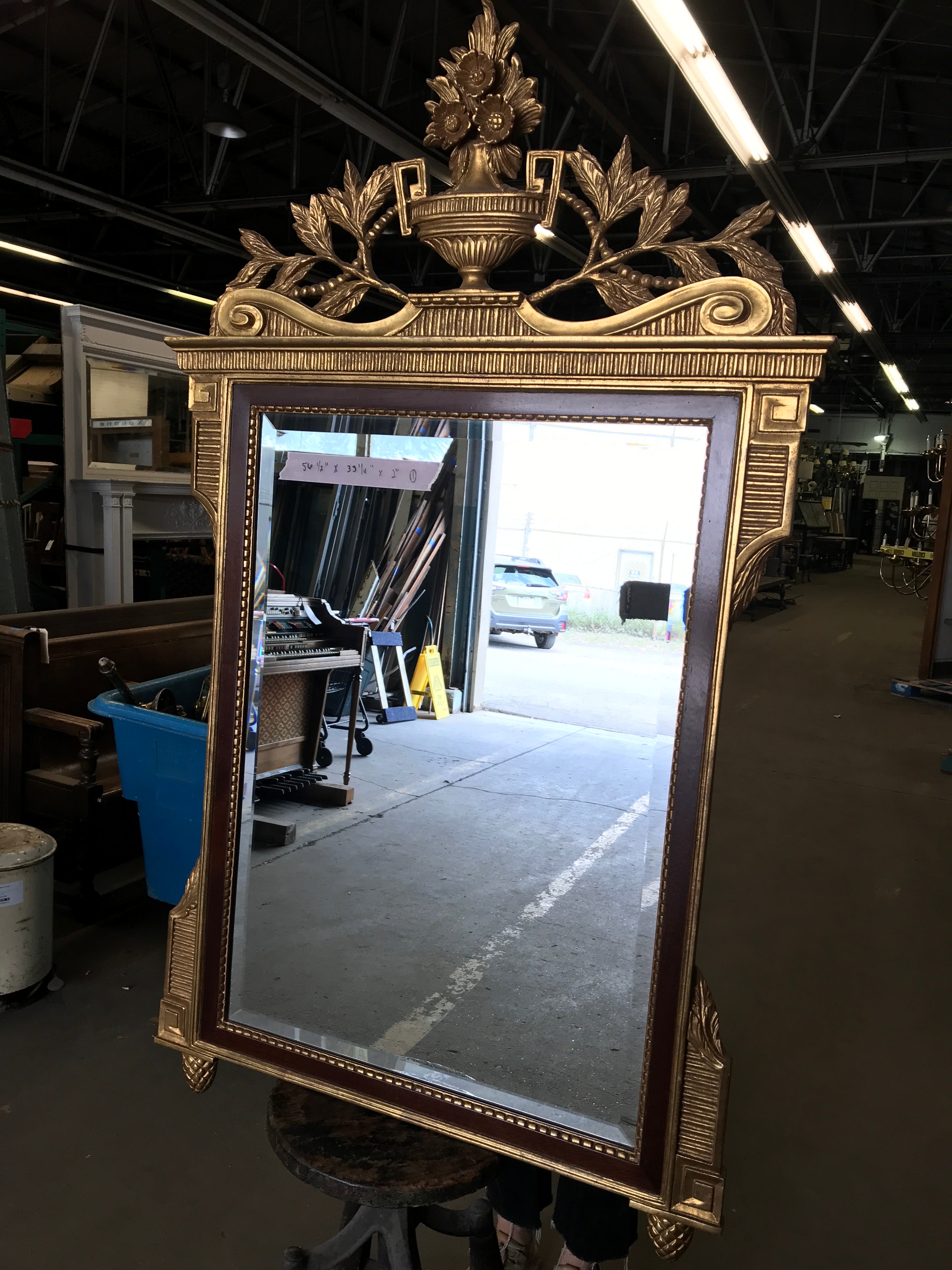 Vintage Royal Wooden Framed Gilt Mirror with Crest