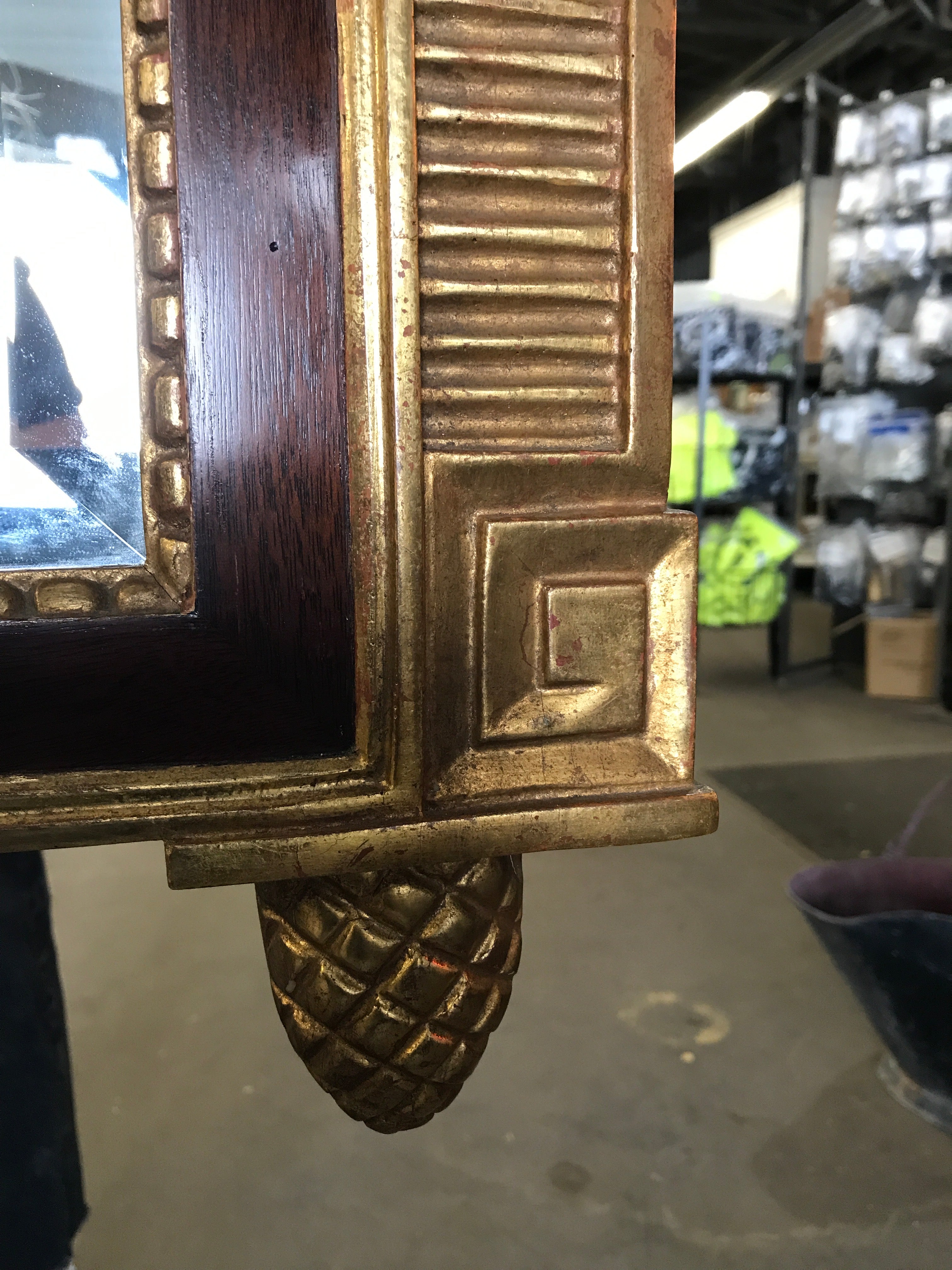 Vintage Royal Wooden Framed Gilt Mirror with Crest