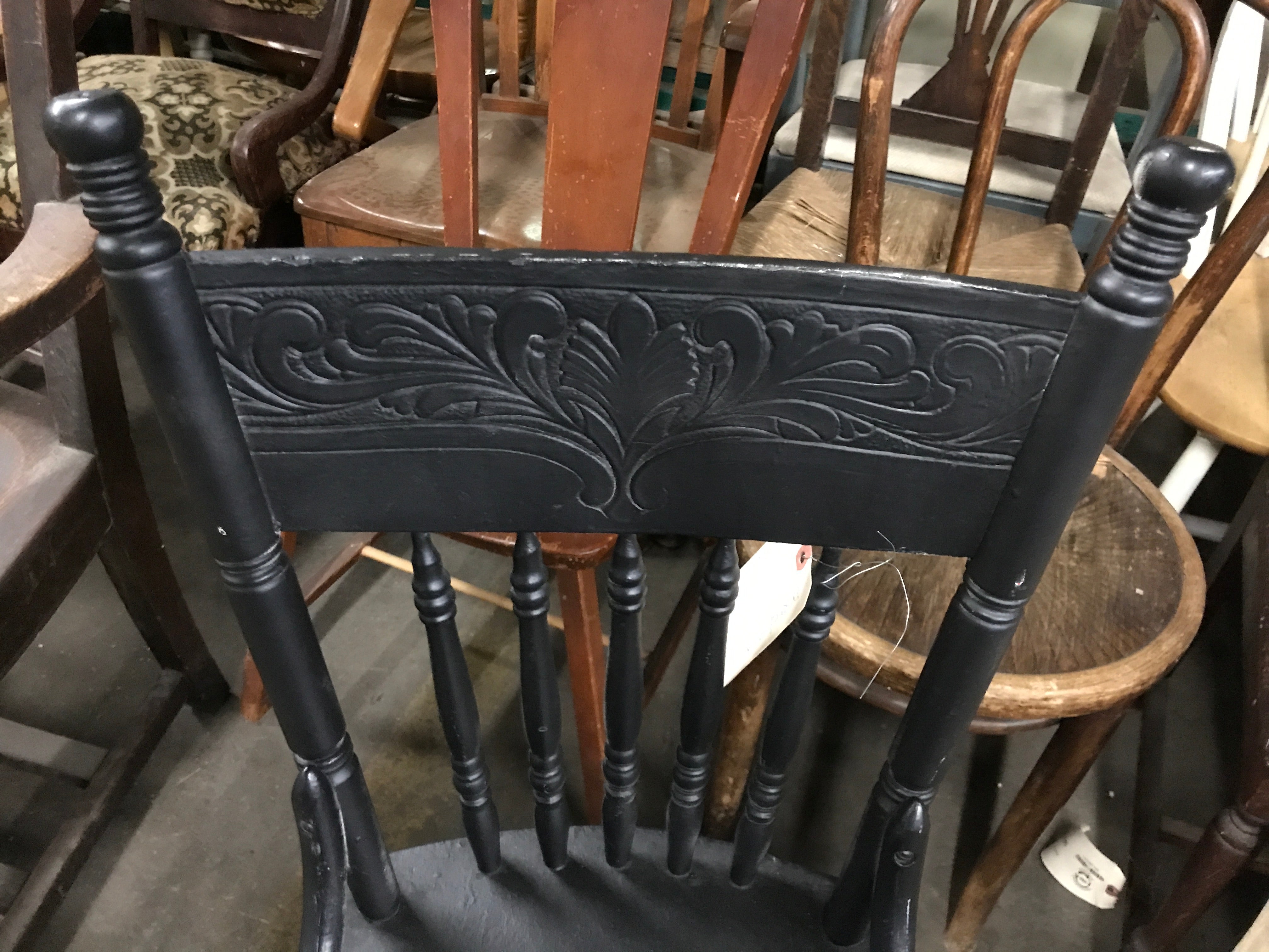Carved Black Vintage Chair