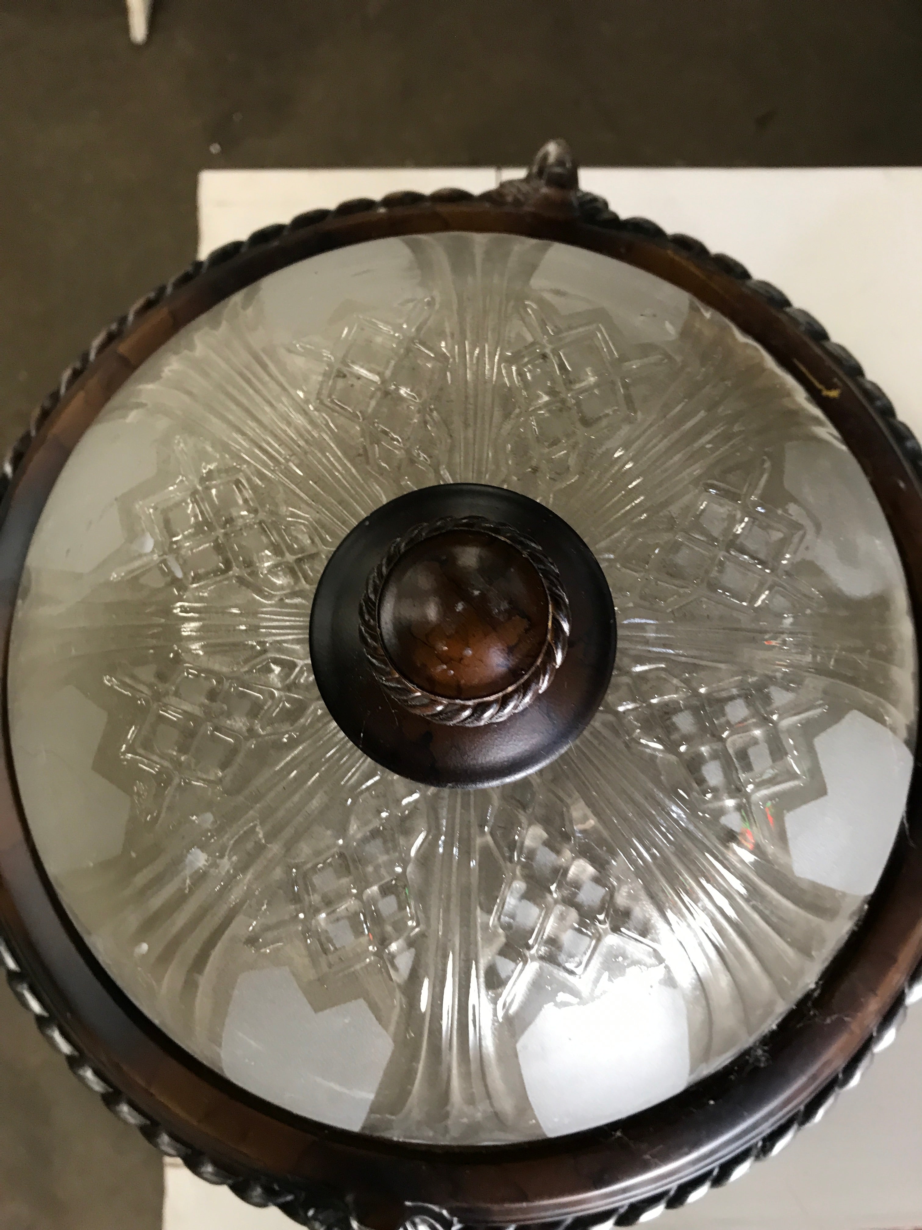 Flush Mount Light Fixture Etched Glass Dome