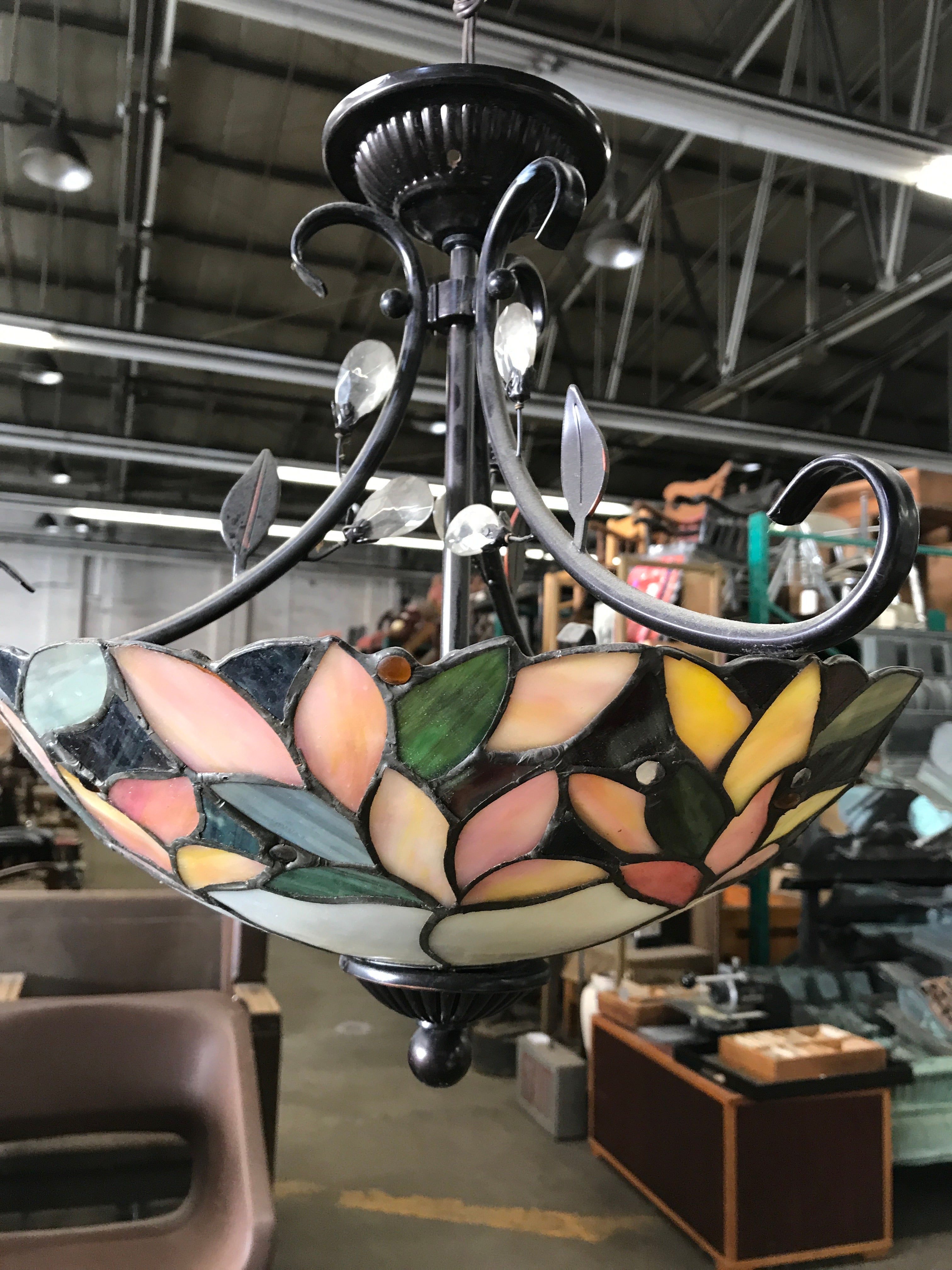 Petite Multicolored Stained Glass Fixture