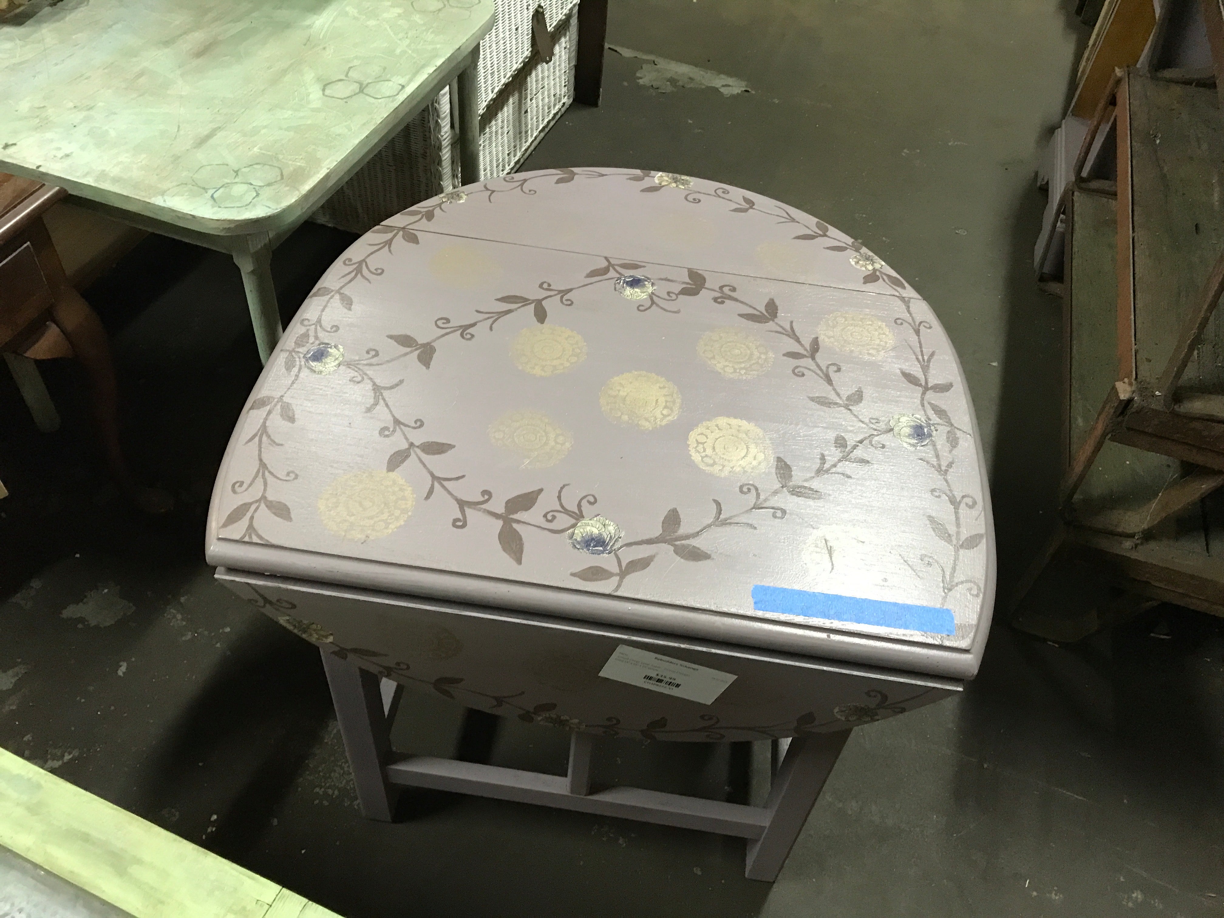 Small Drop Leaf Table- Floral Design
