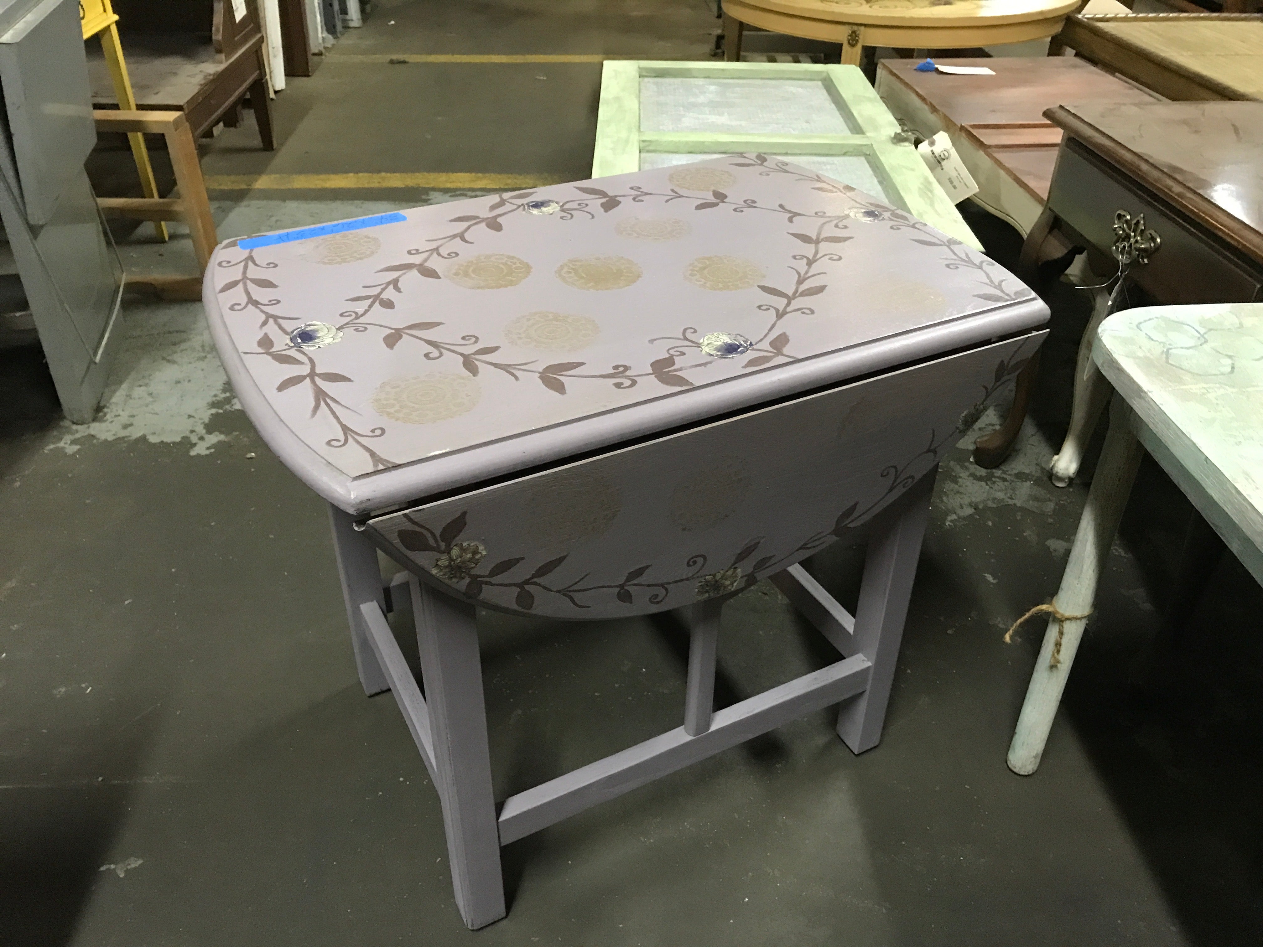 Small Drop Leaf Table- Floral Design