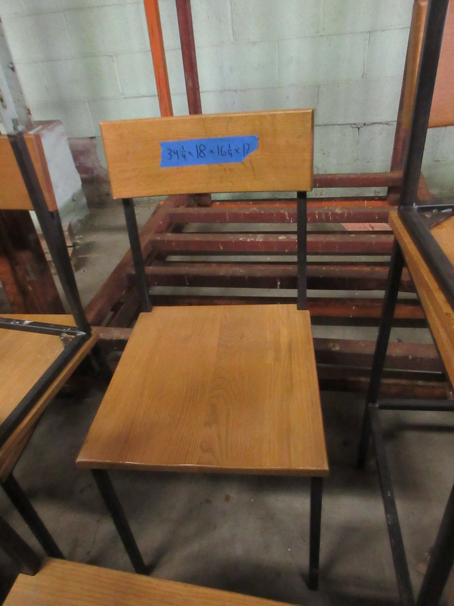 Restaurant Chair- Wood Seat Metal Base