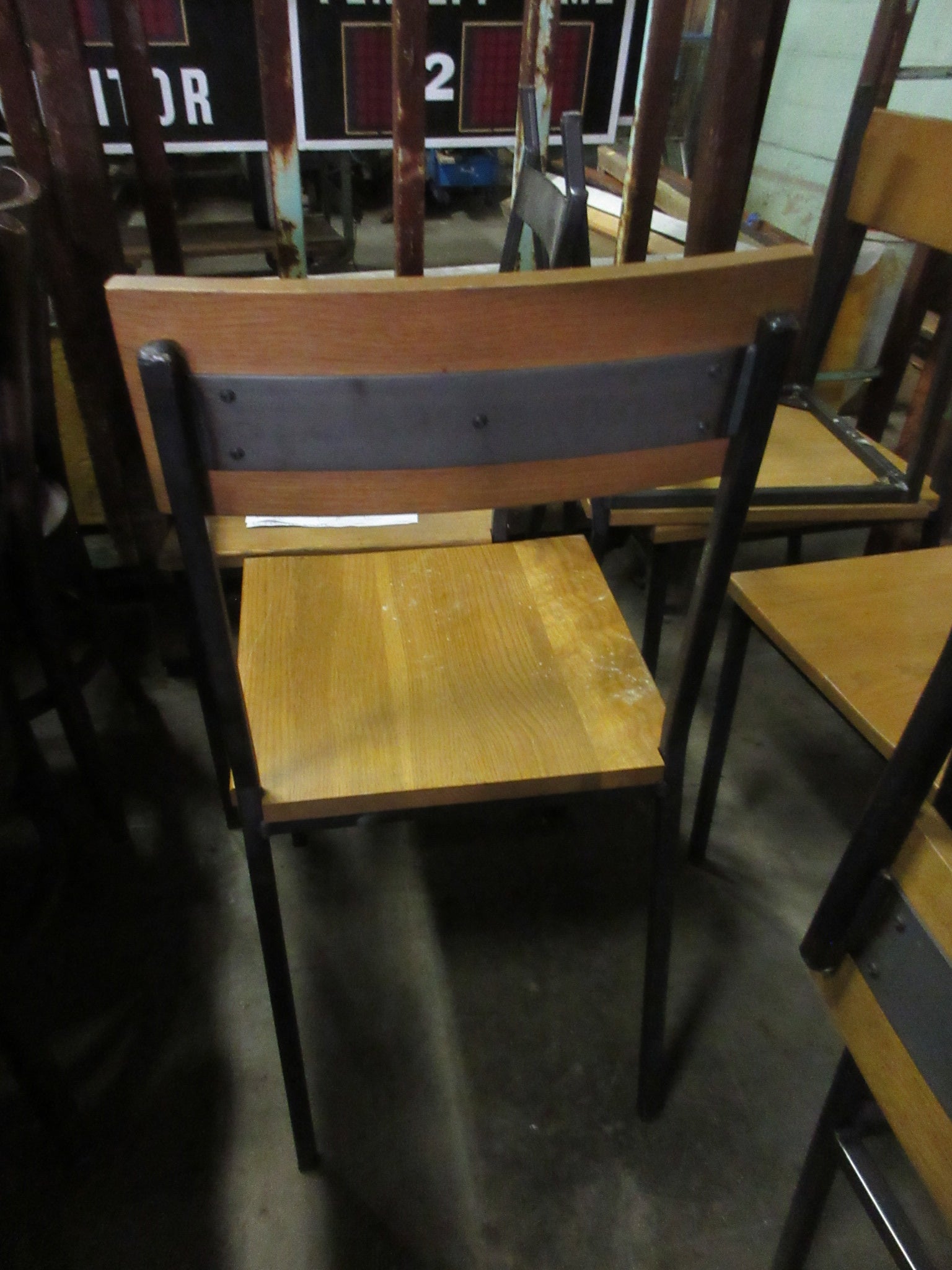 Restaurant Chair- Wood Seat Metal Base