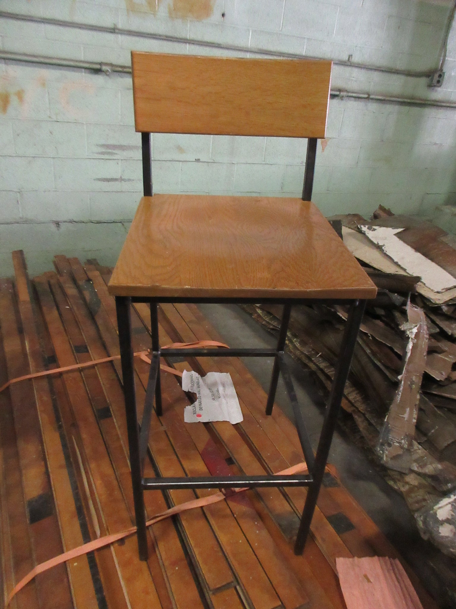Restaurant Chair- Bar Height Metal Base Wood Seat and Back