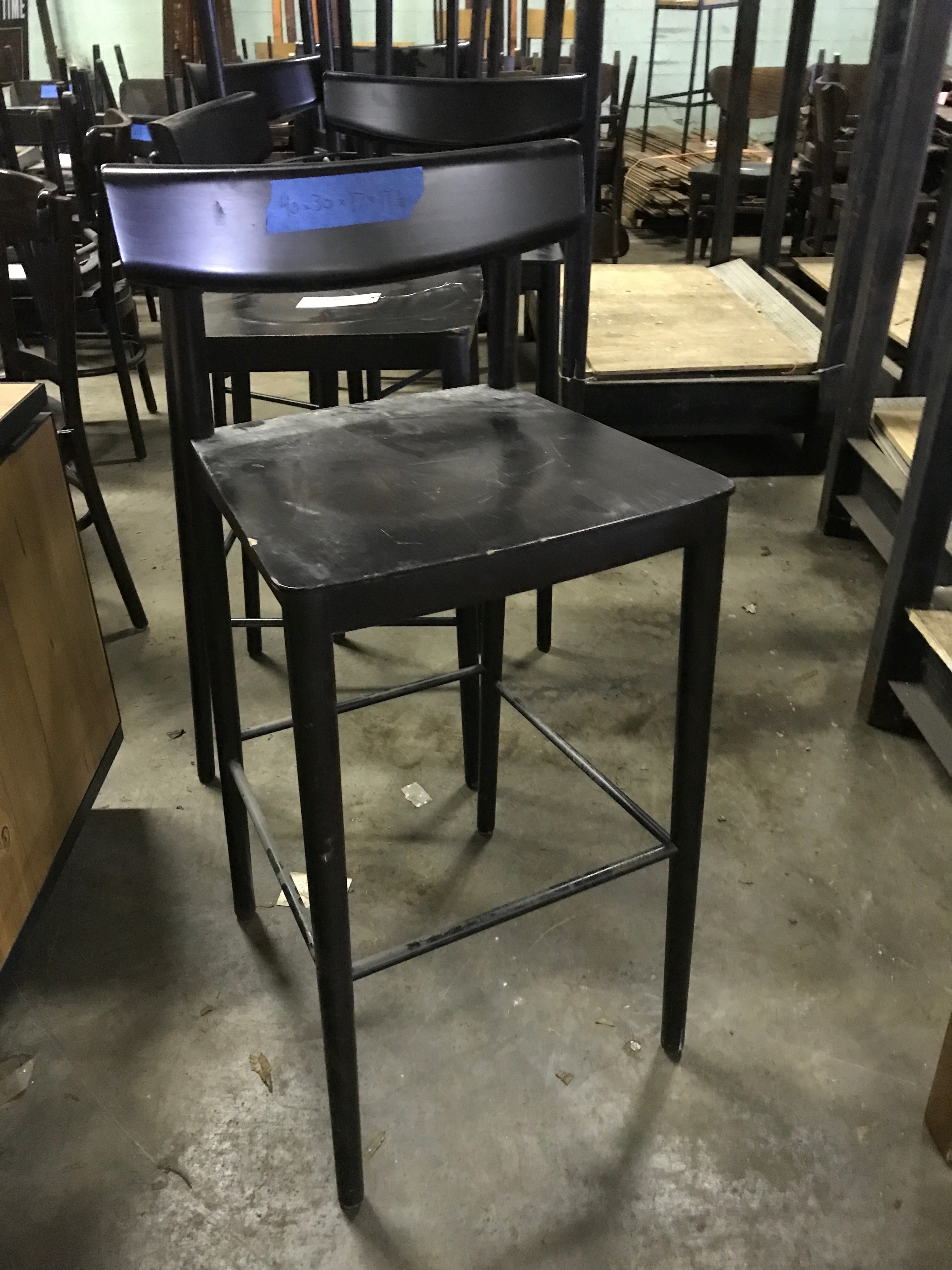 Wood Bar Height Chair- Black
