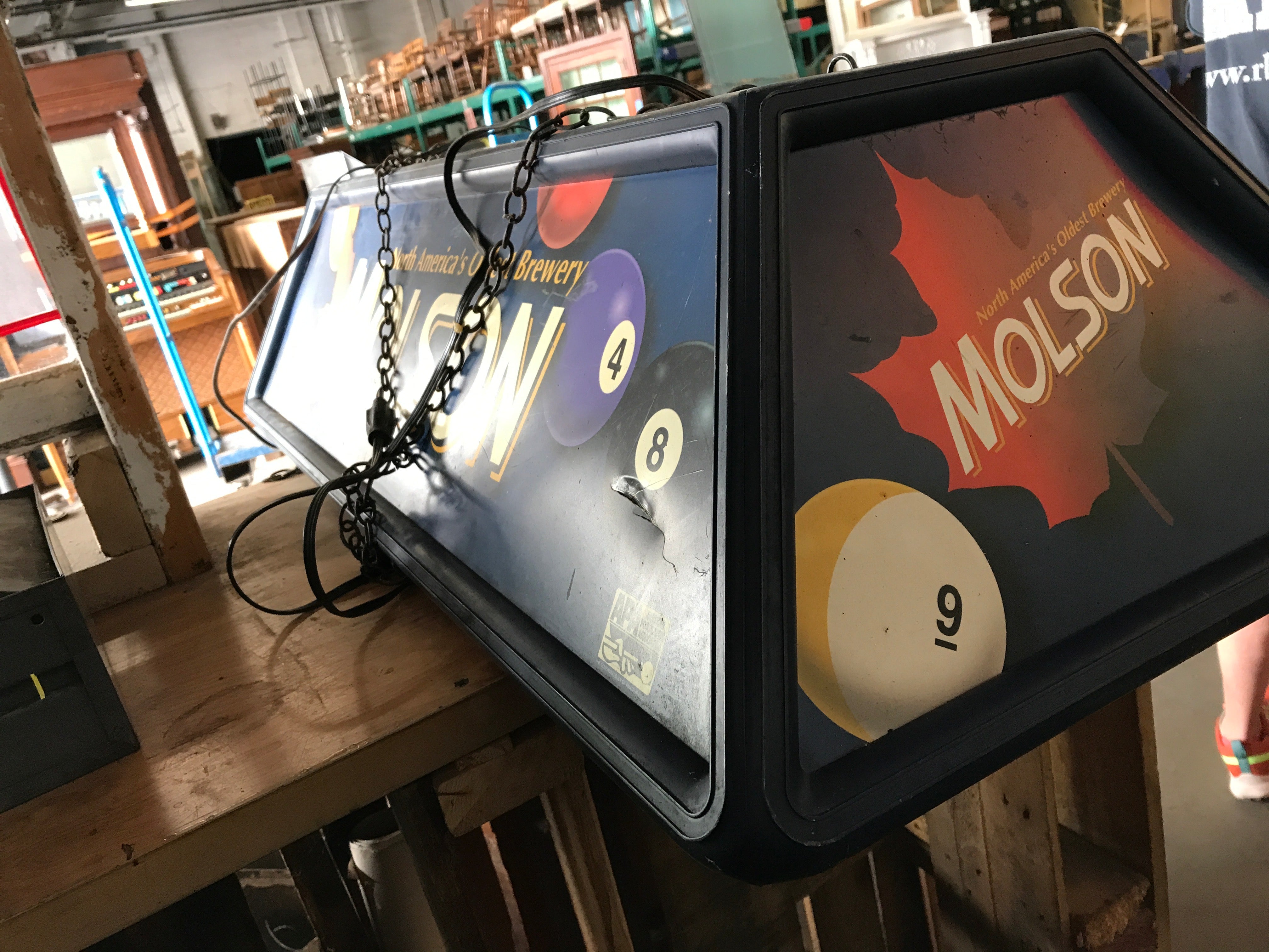 Molson Pool Table Overhead Light Fixture