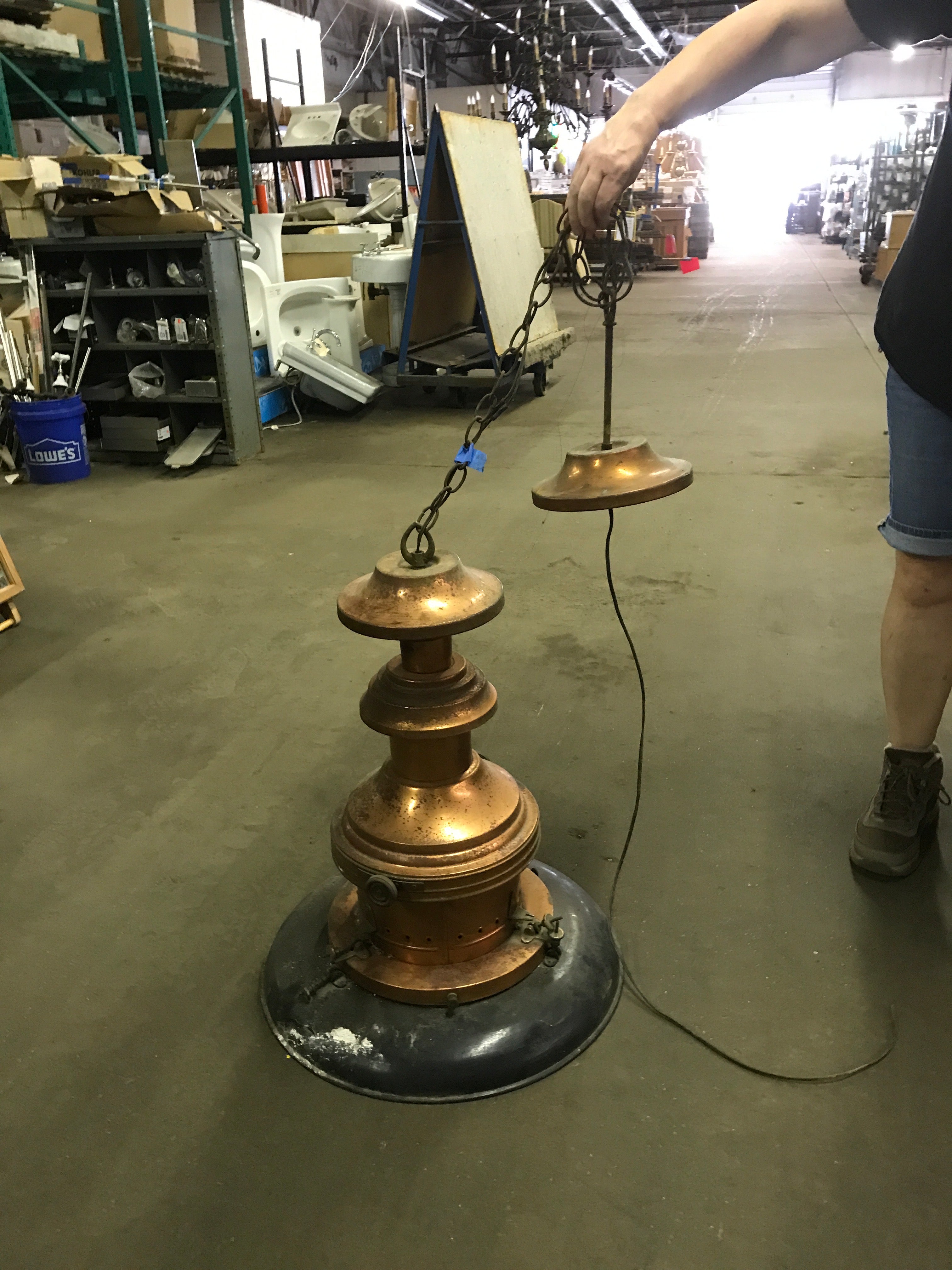 Copper Pendant Light  30" H 22"D
