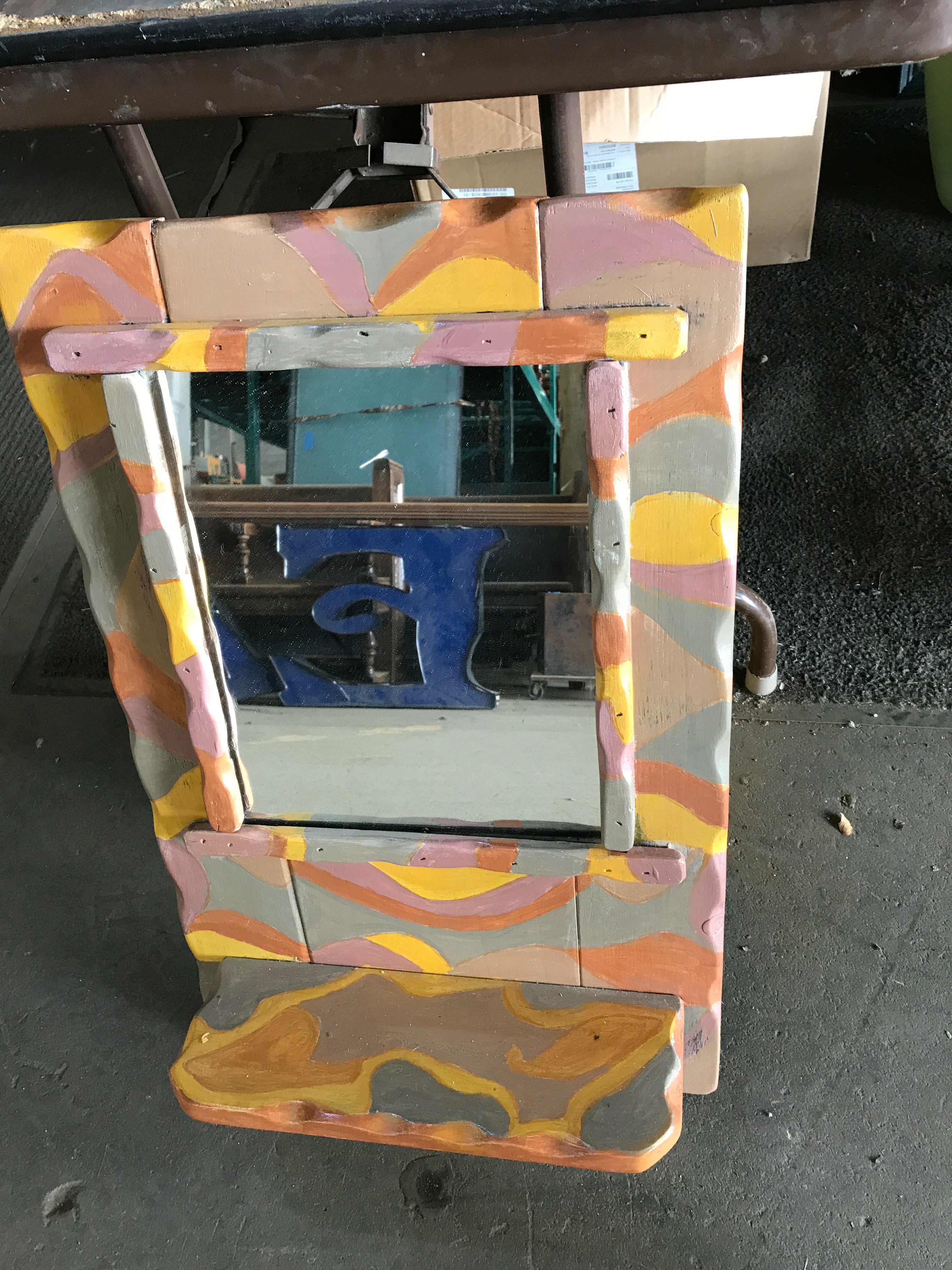 Wood Framed Mirror with Shelf