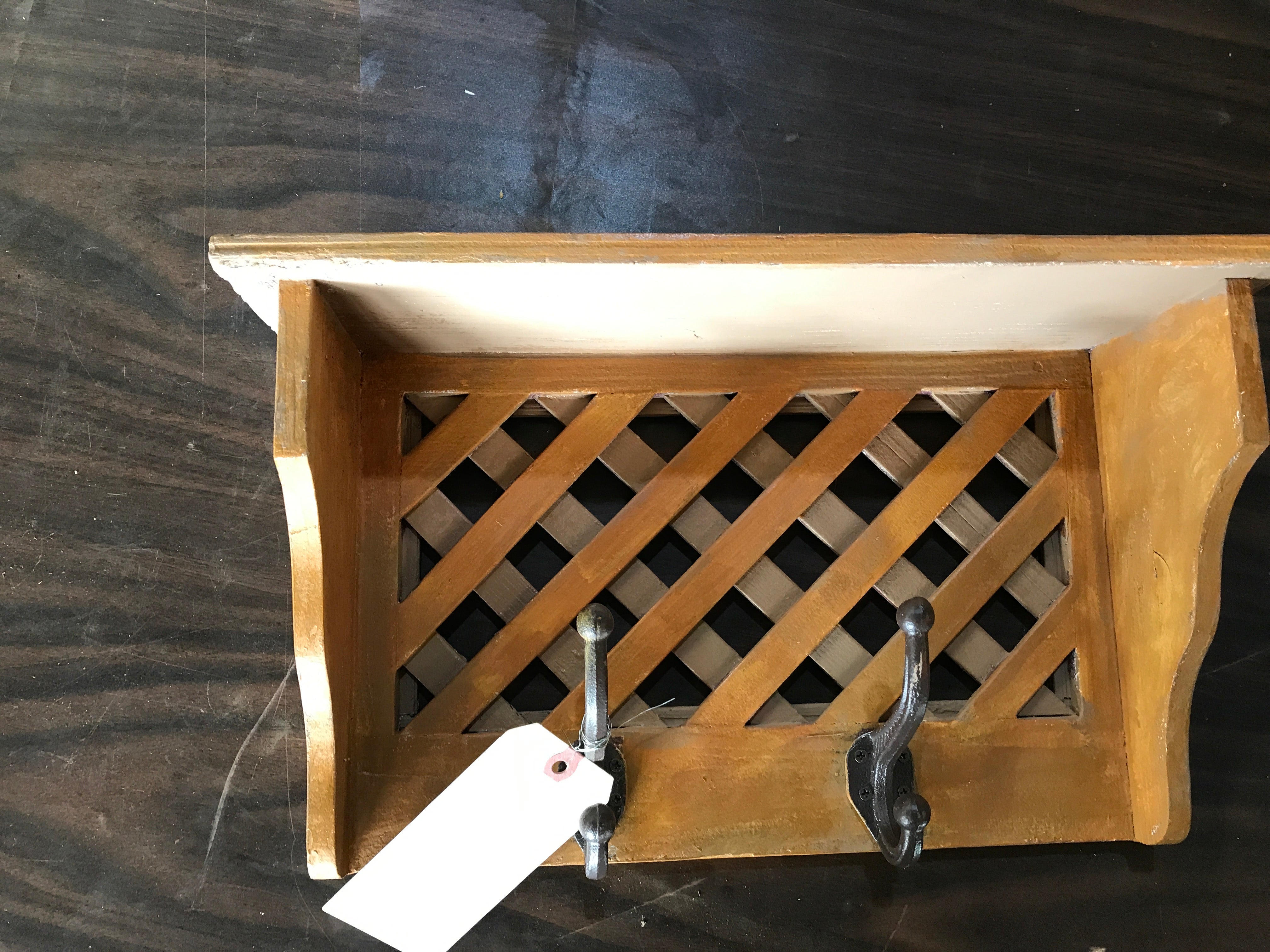 Wall Shelf with 2 Hooks and Top Shelf