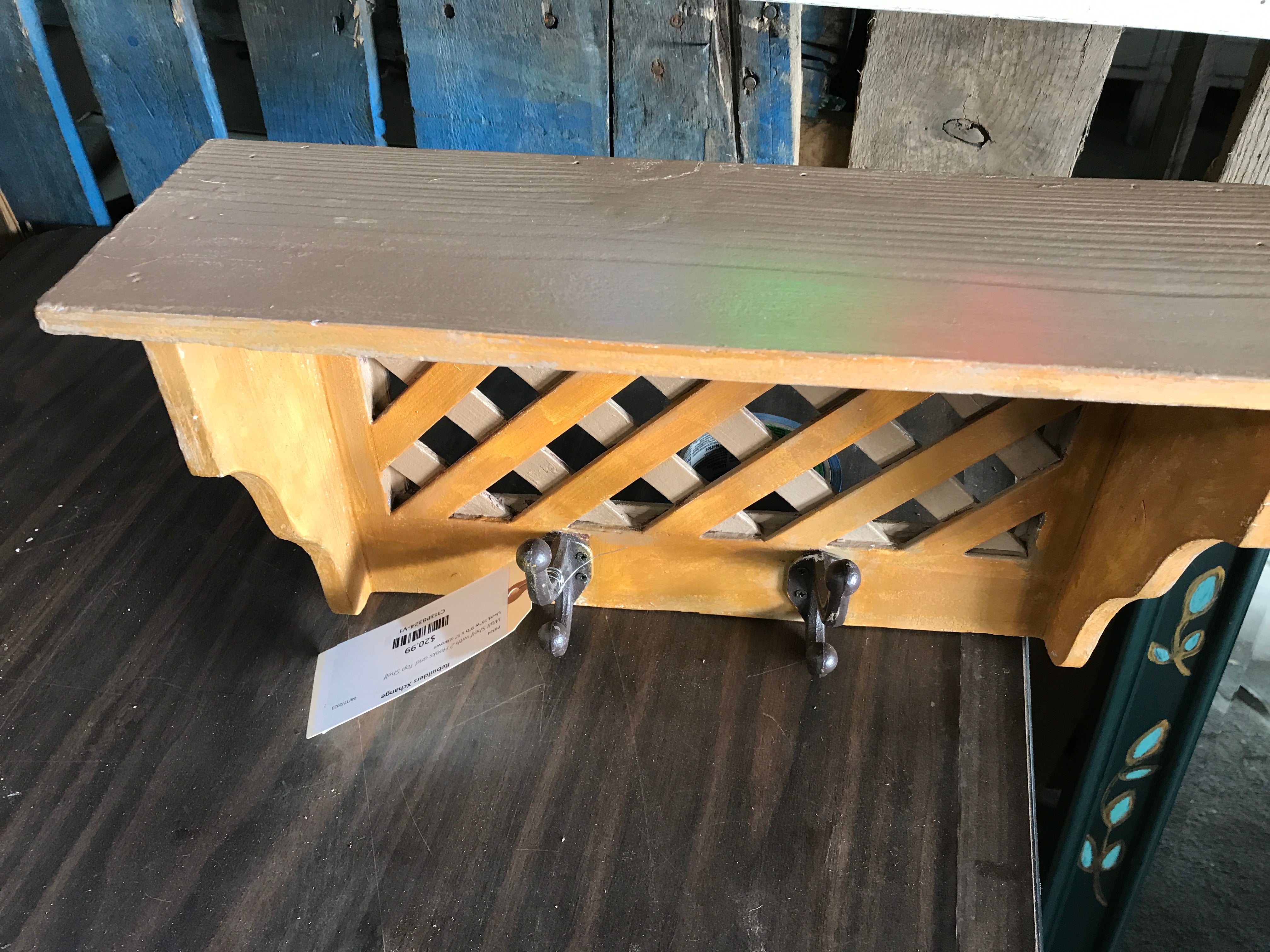 Wall Shelf with 2 Hooks and Top Shelf