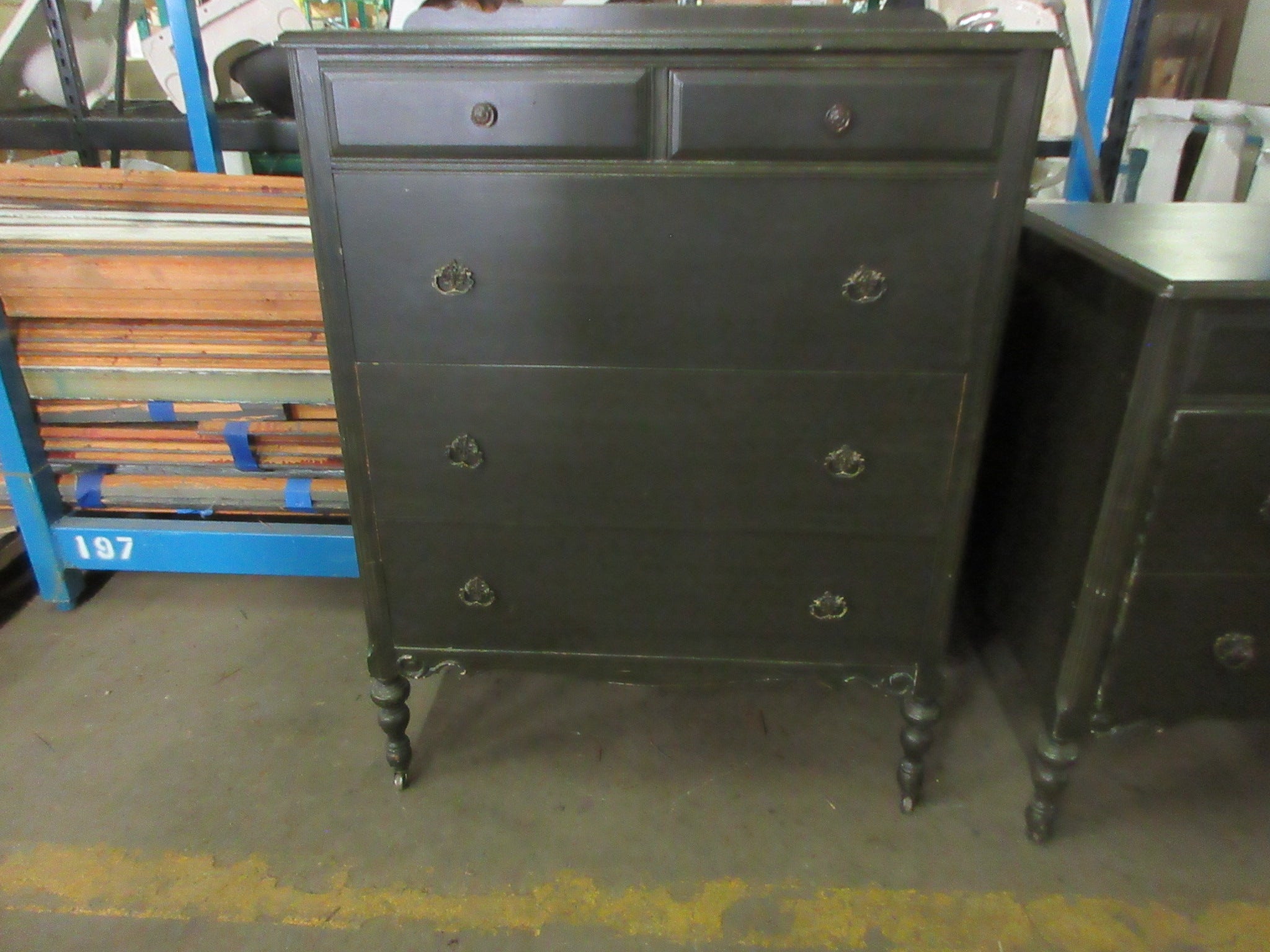 Wood Dresser- Painted Green 5- Drawer