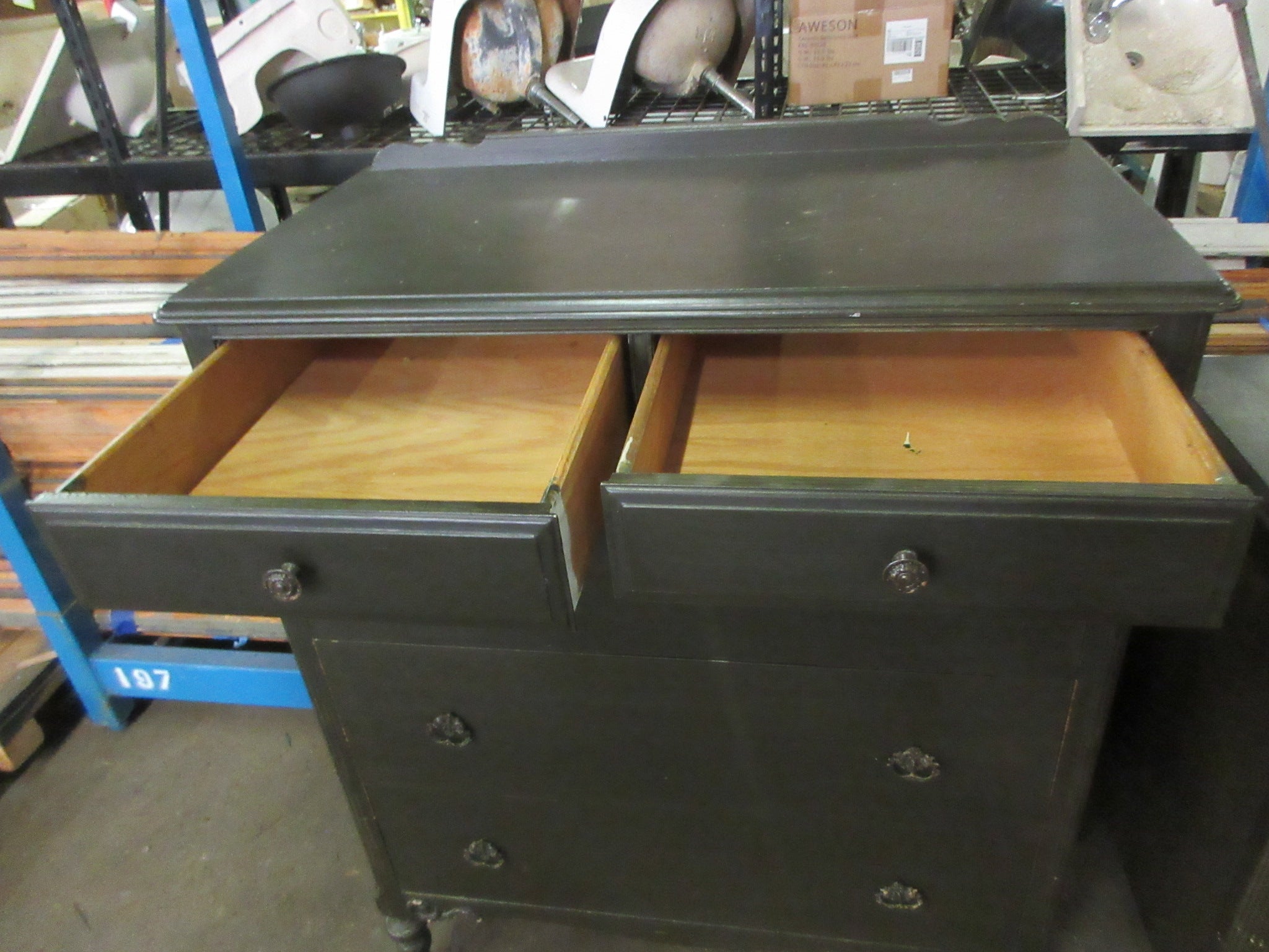 Wood Dresser- Painted Green 5- Drawer