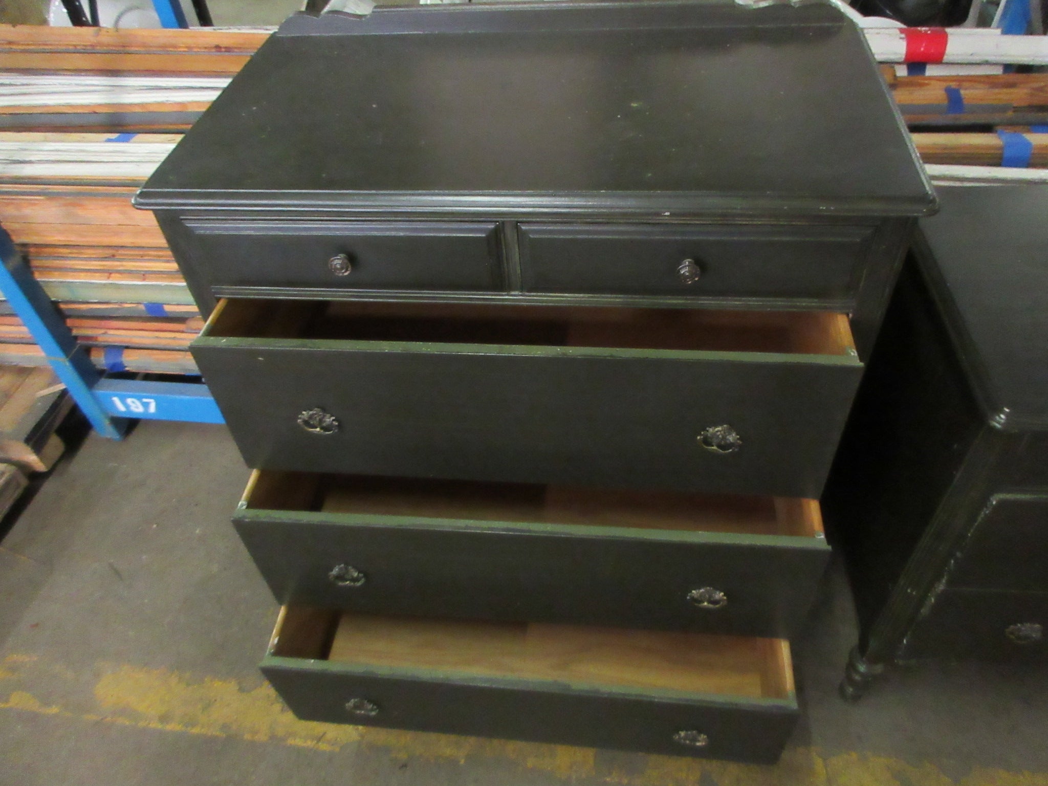 Wood Dresser- Painted Green 5- Drawer