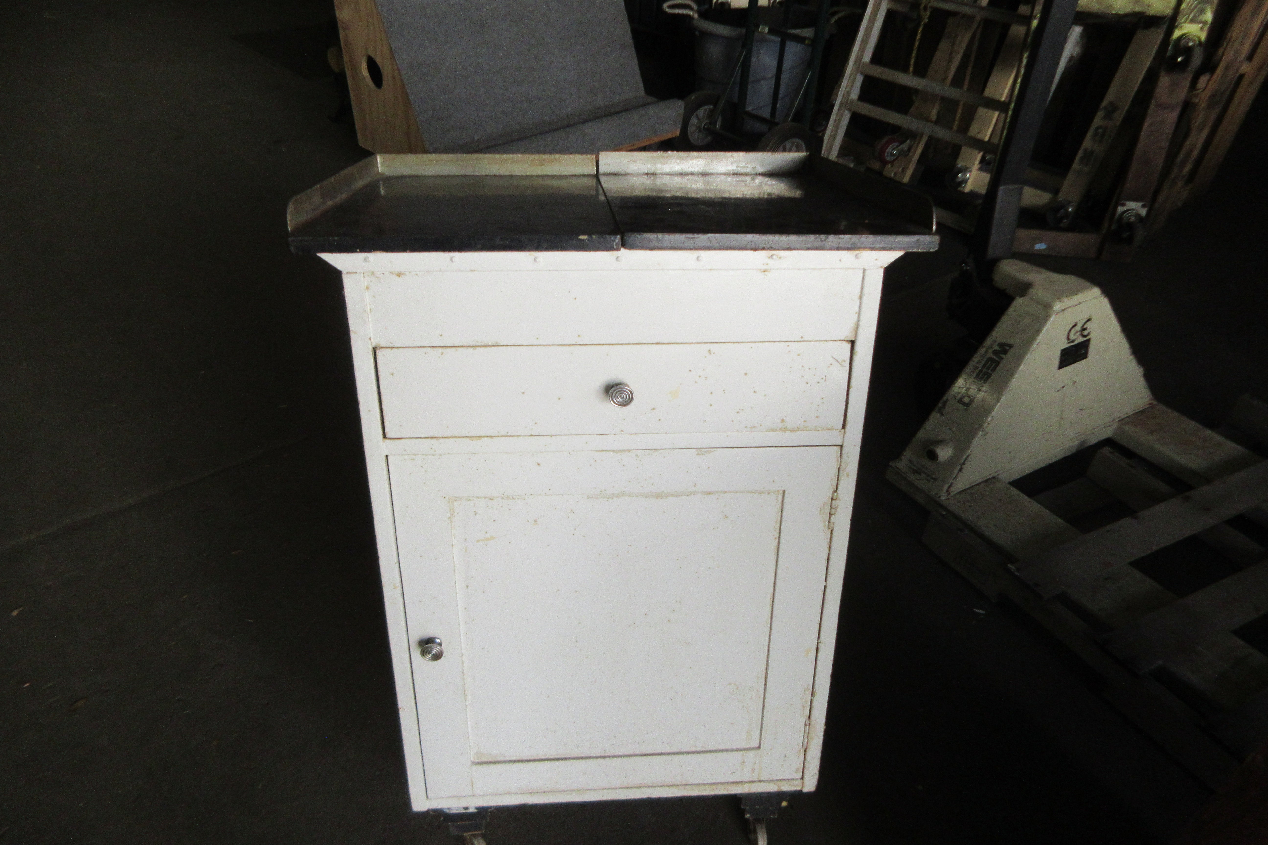 Vintage Cabinet on Wheels with Split Composite Top
