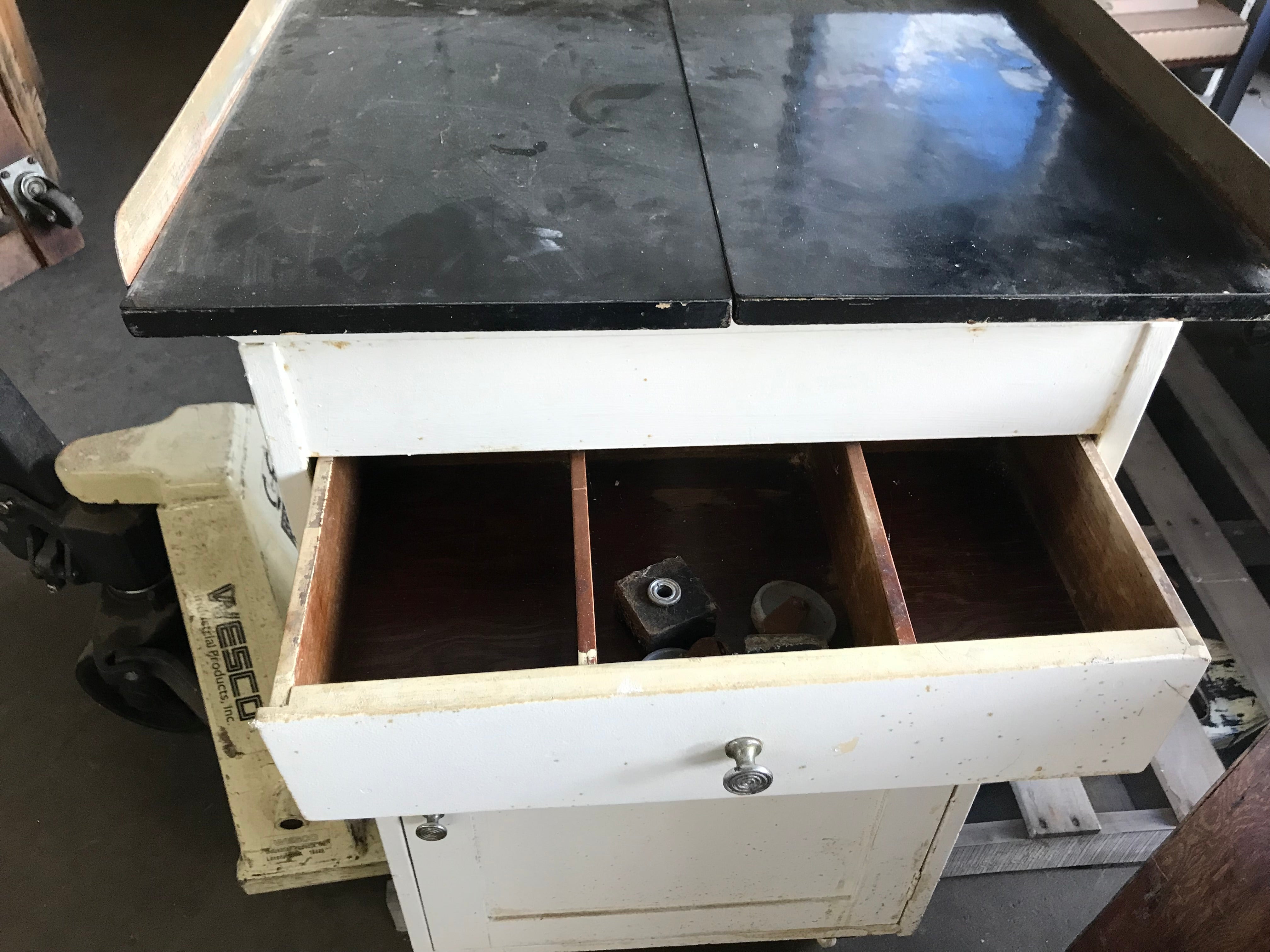 Vintage Cabinet on Wheels with Split Composite Top