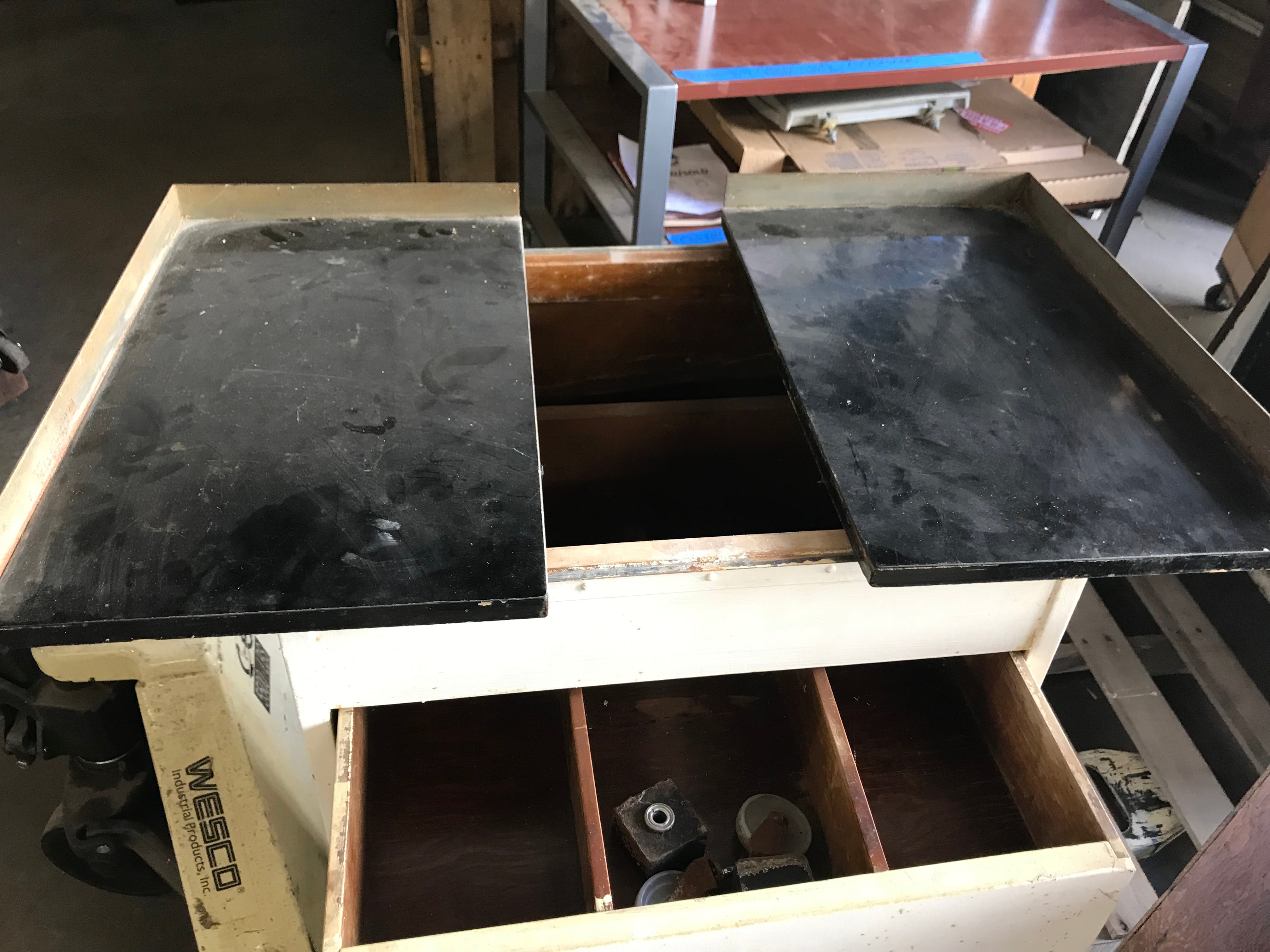 Vintage Cabinet on Wheels with Split Composite Top