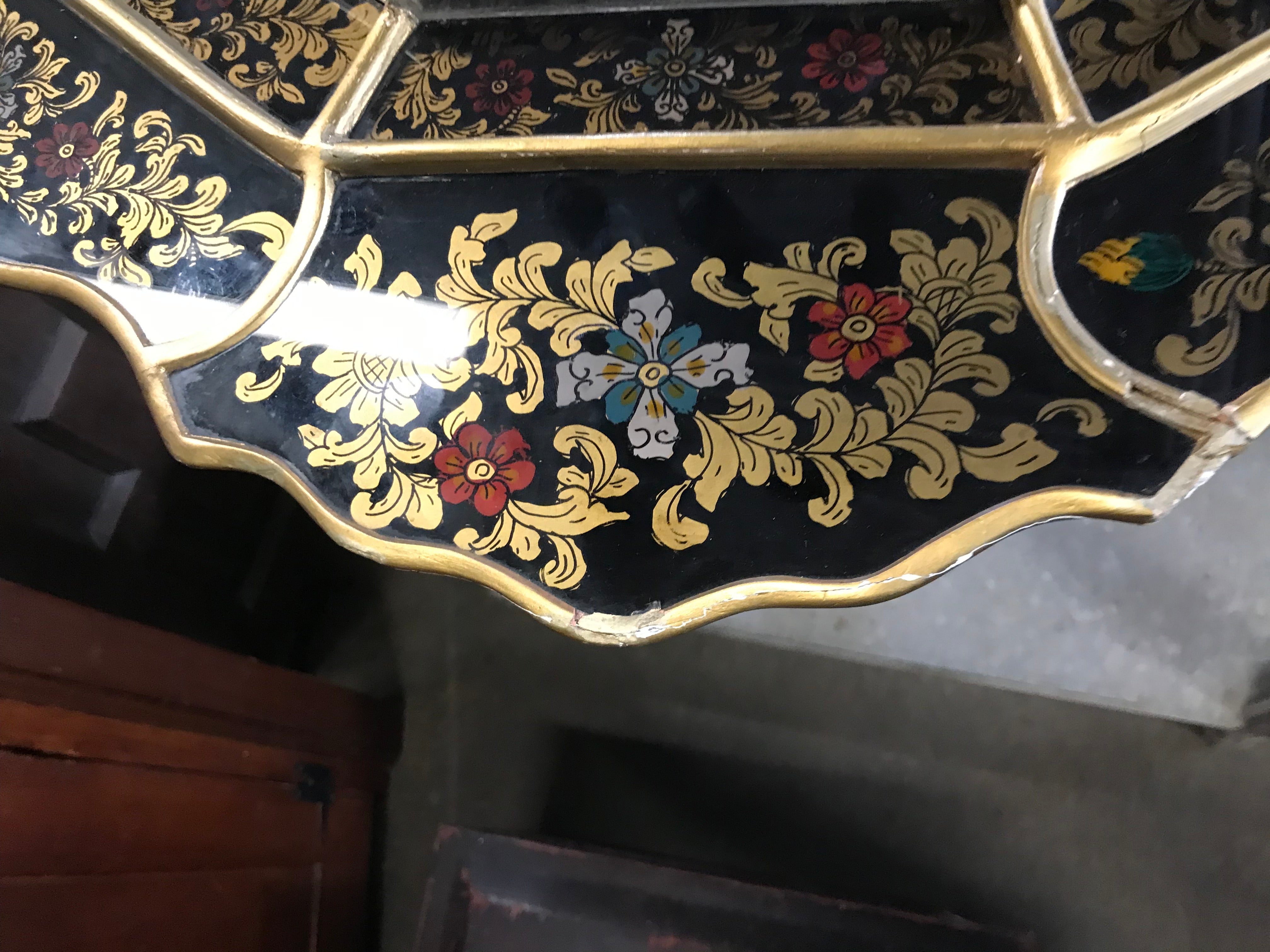 Wood Frame Mirror Painted Black and Gold