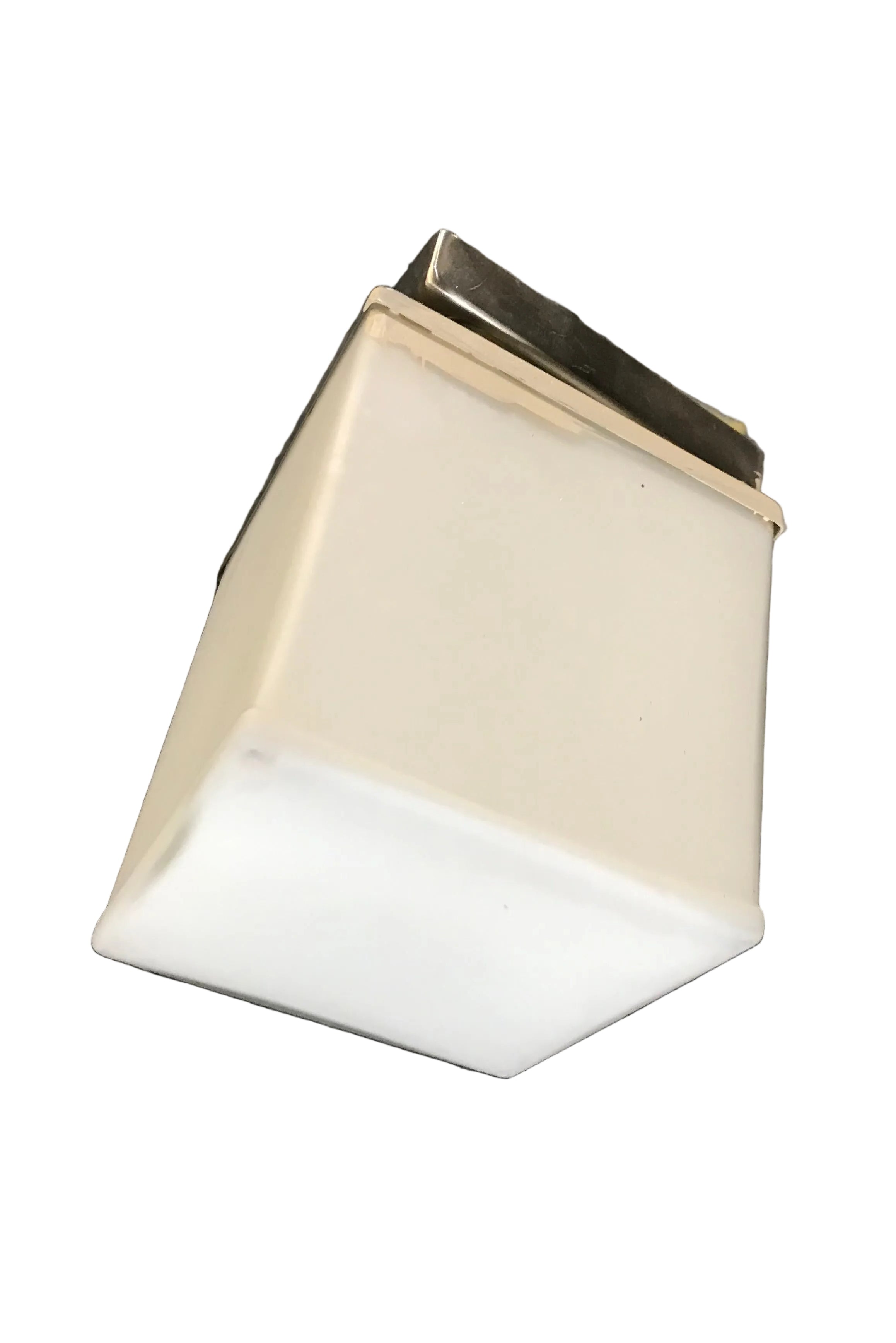 Vintage Frosted Glass Cube Ceiling Light – Nickel Base