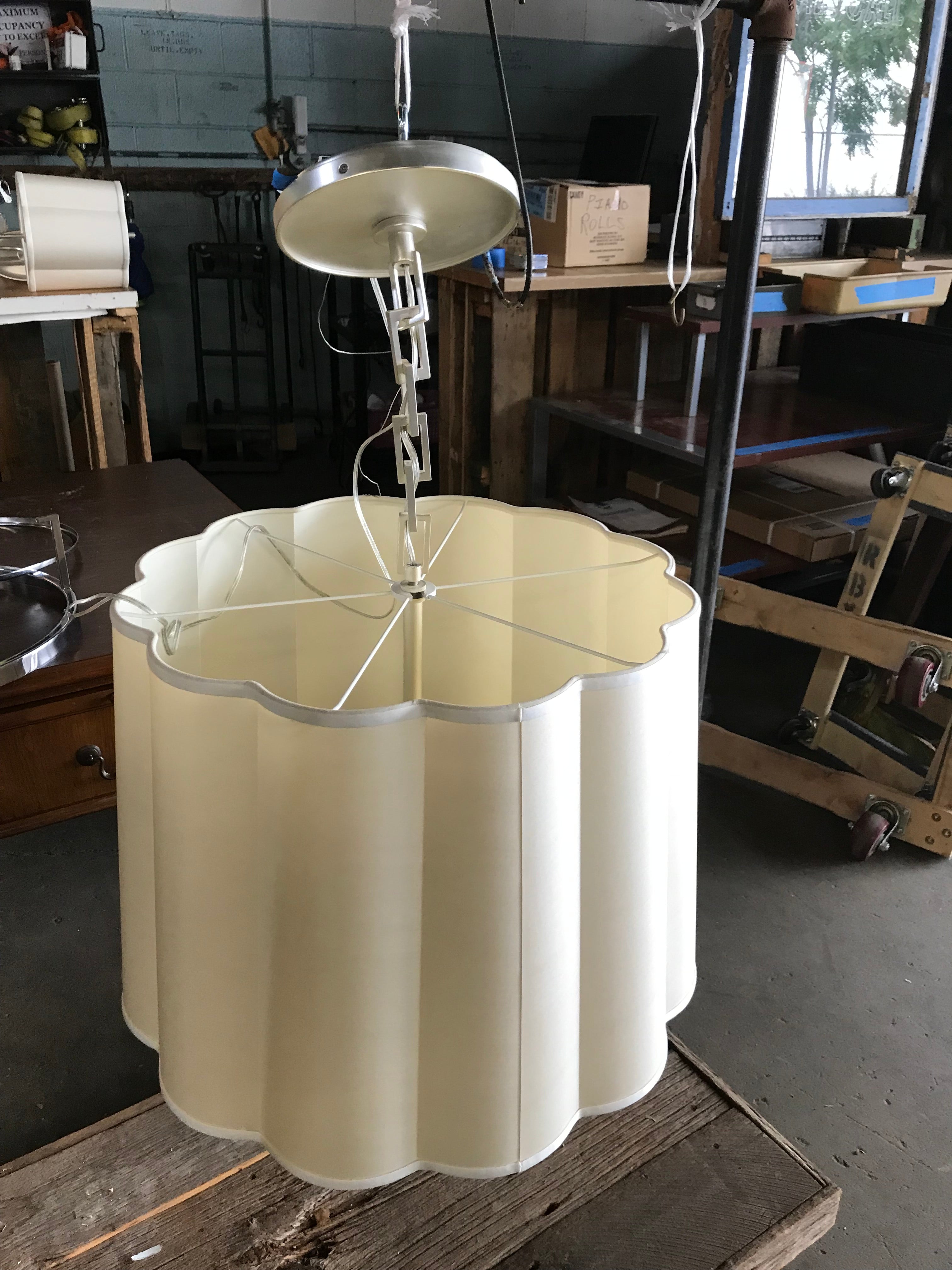 Pendant Light with Large Fabric Shade 30"