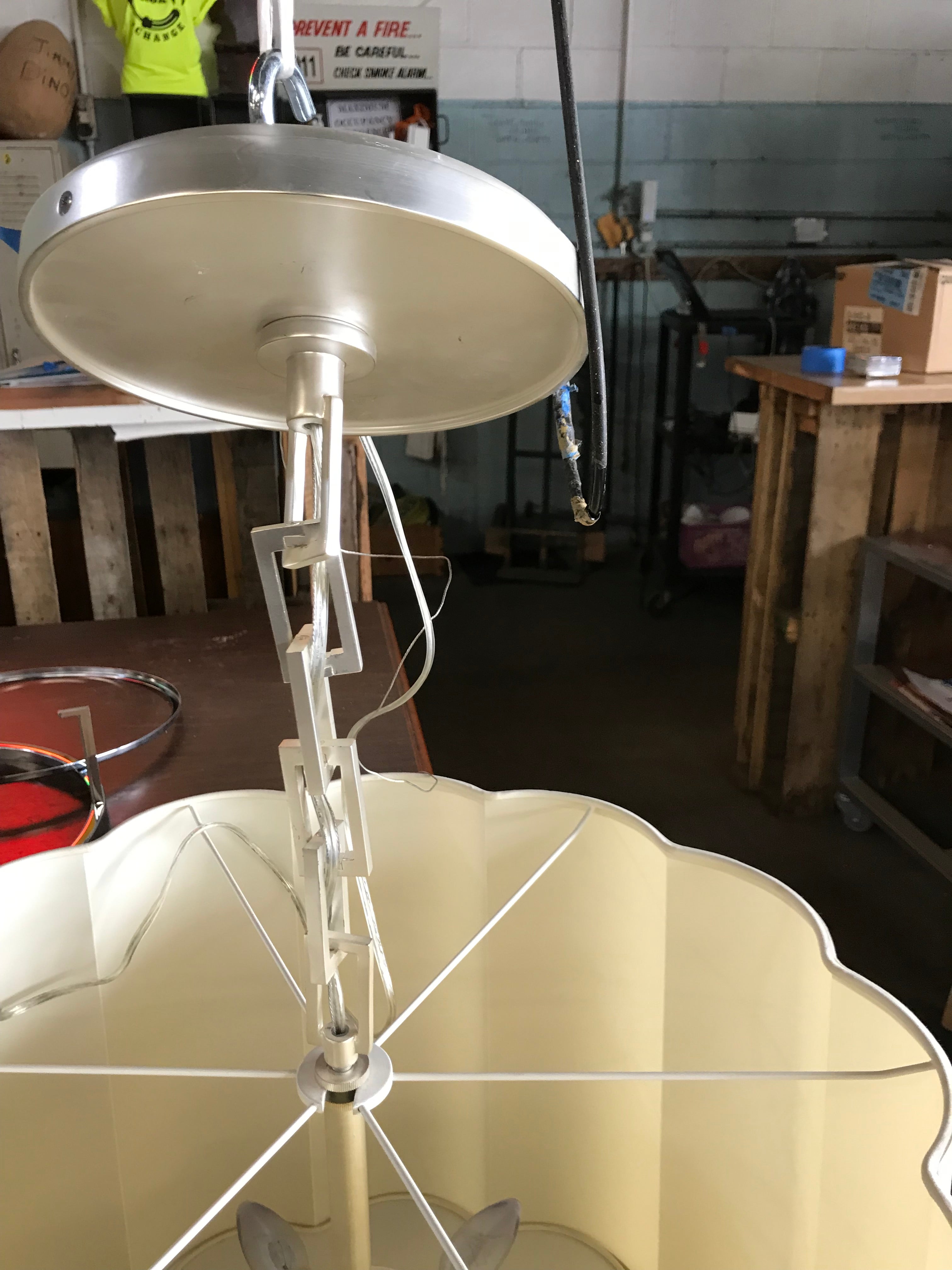 Pendant Light with Large Fabric Shade 30"