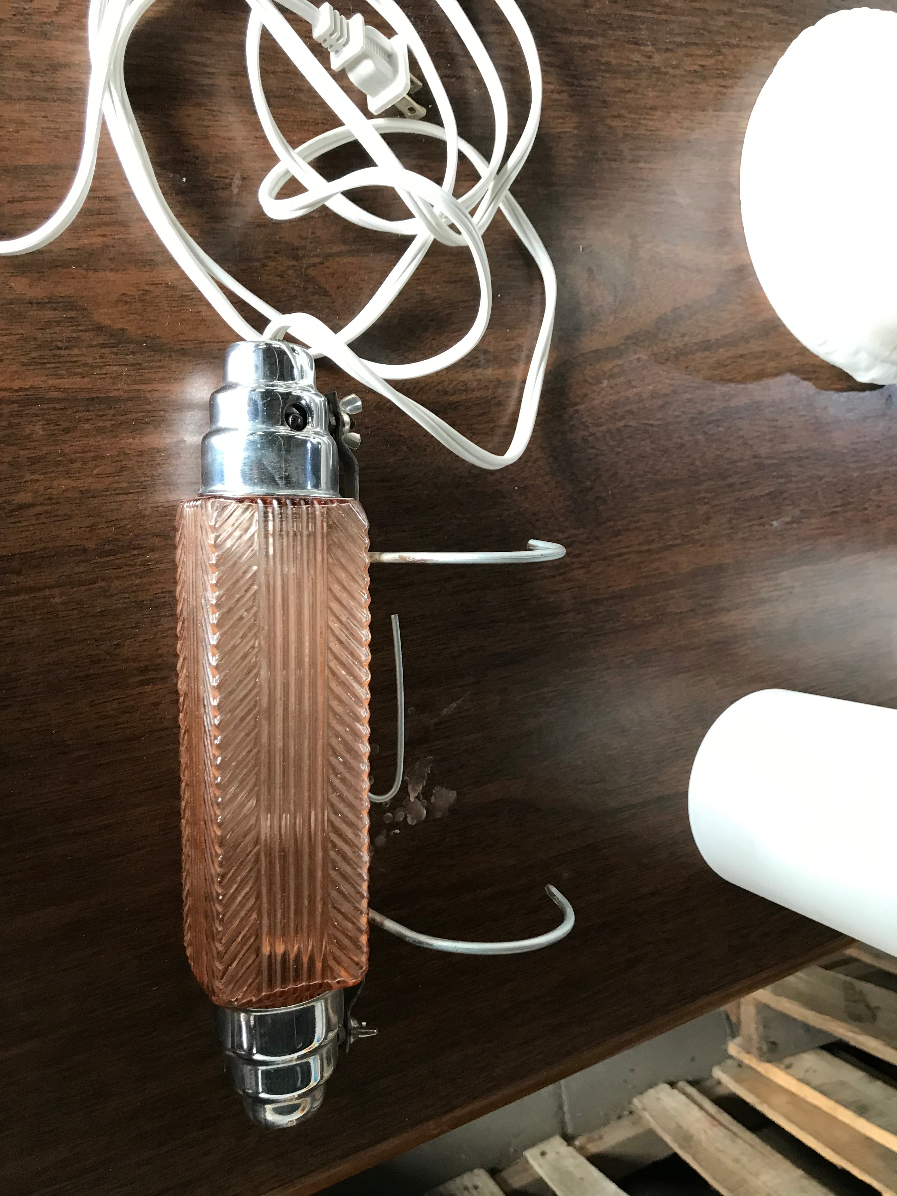 Headboard Reading Light - Pink Glass