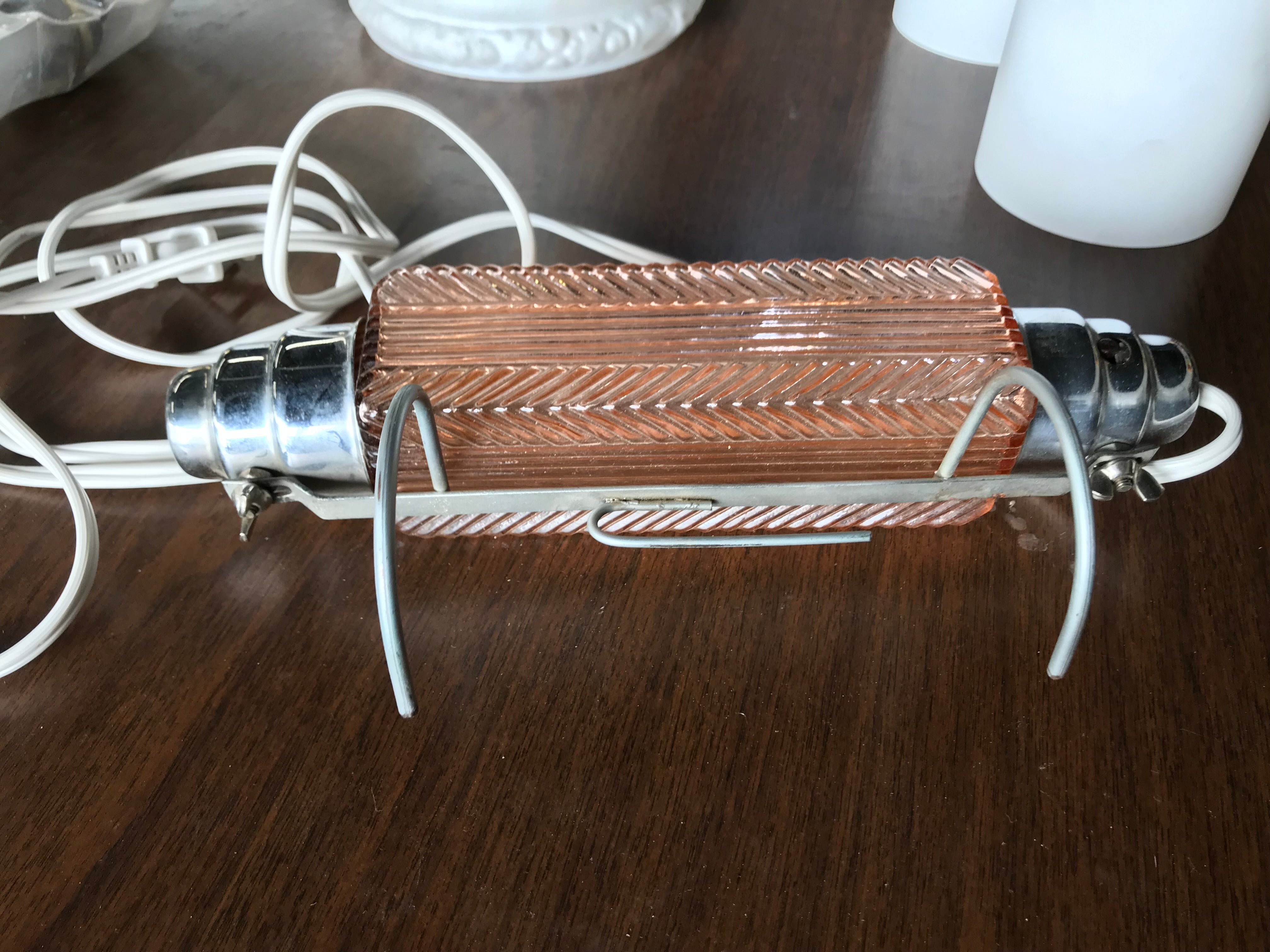 Headboard Reading Light - Pink Glass